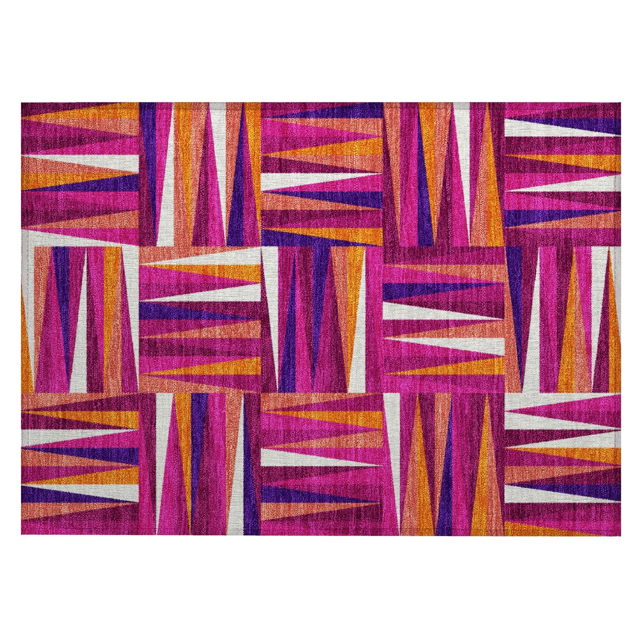 Machine Washable Indoor/ Outdoor Contemporary Mosaic Chantille Rug