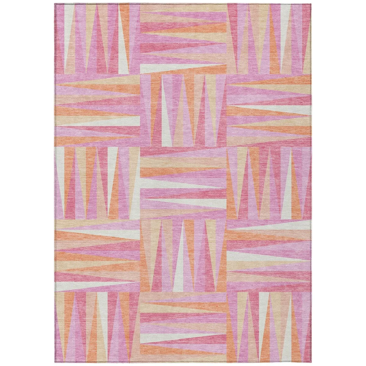 Machine Washable Indoor/ Outdoor Contemporary Mosaic Chantille Rug