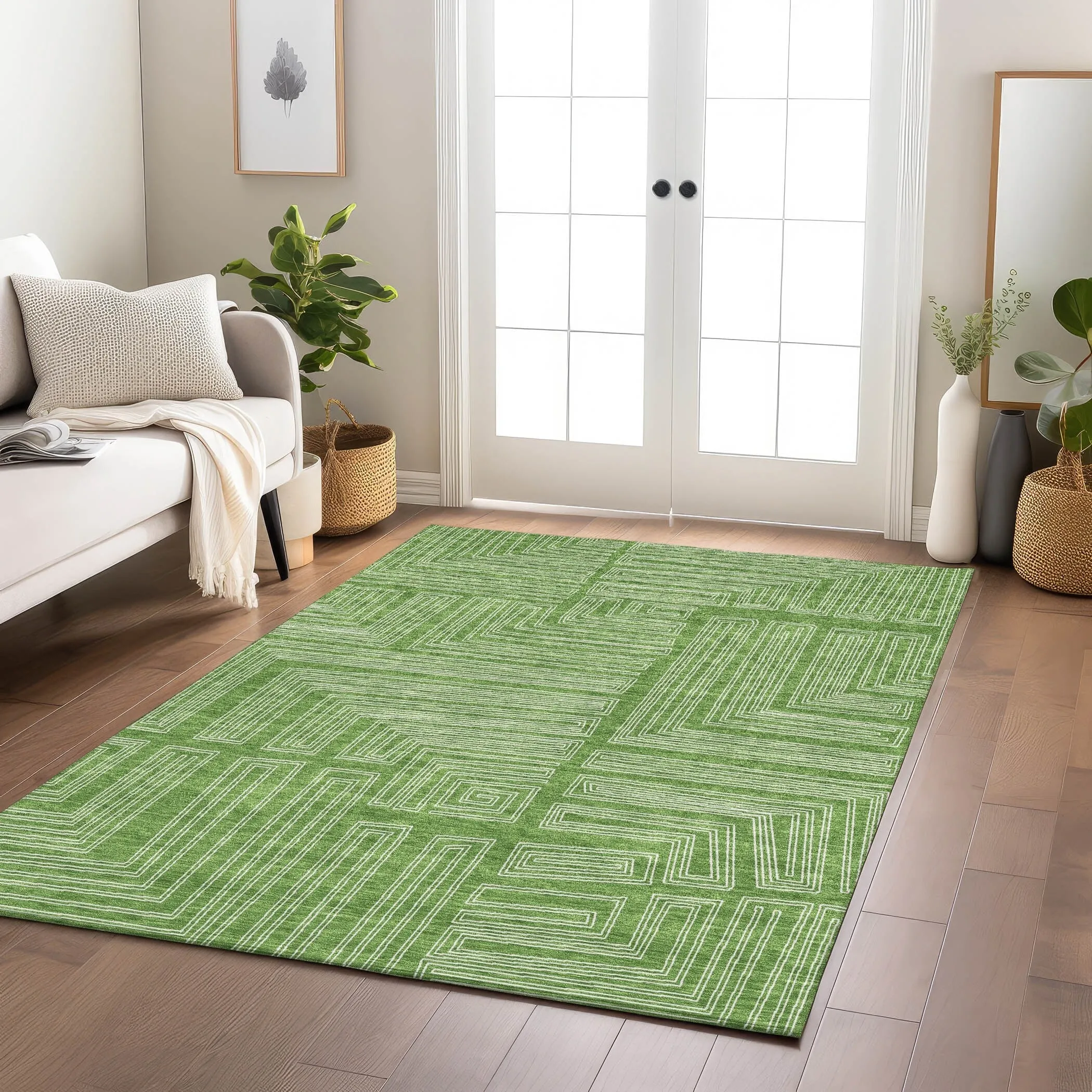 Machine Washable Indoor/ Outdoor Contemporary Stack Chantille Rug