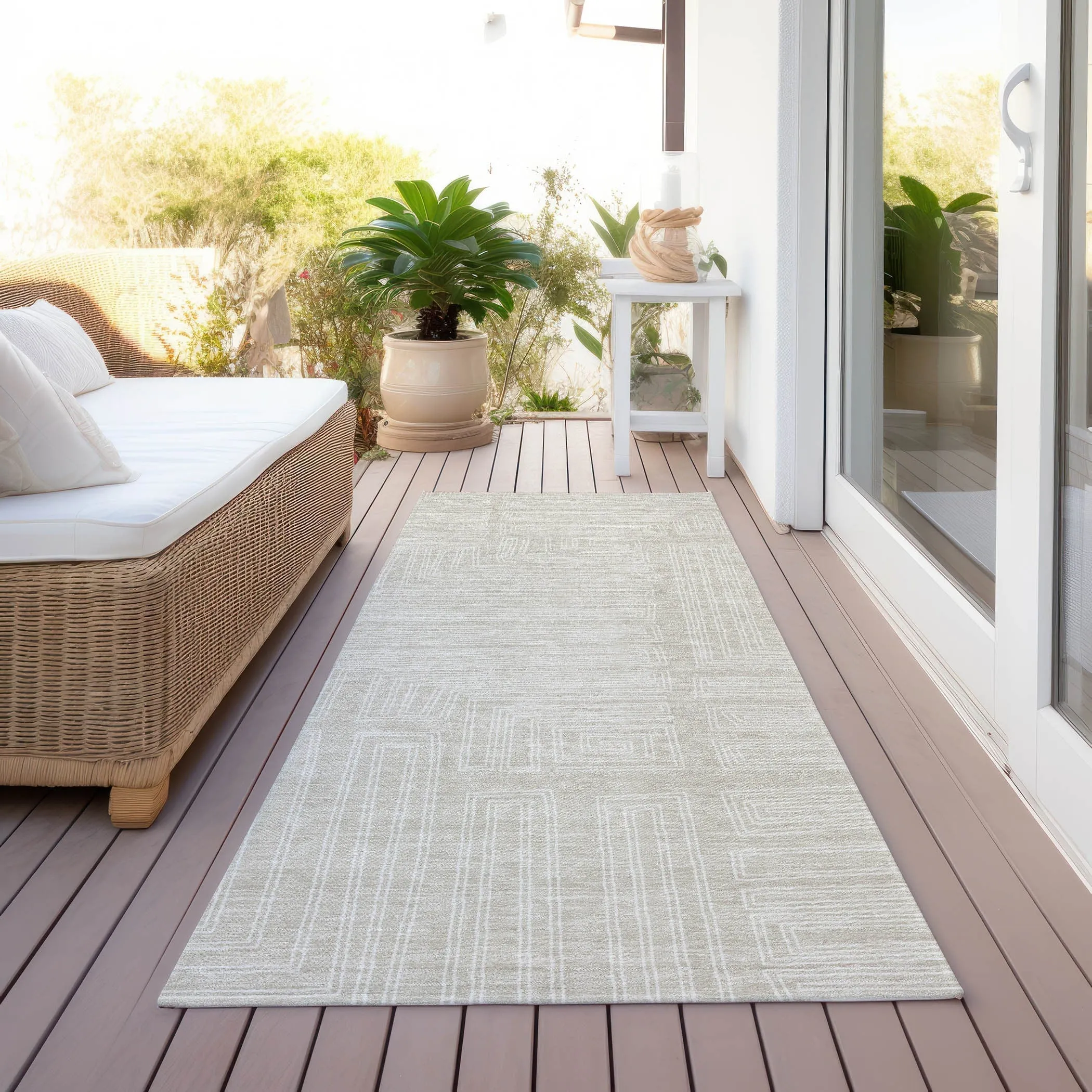 Machine Washable Indoor/ Outdoor Contemporary Stack Chantille Rug