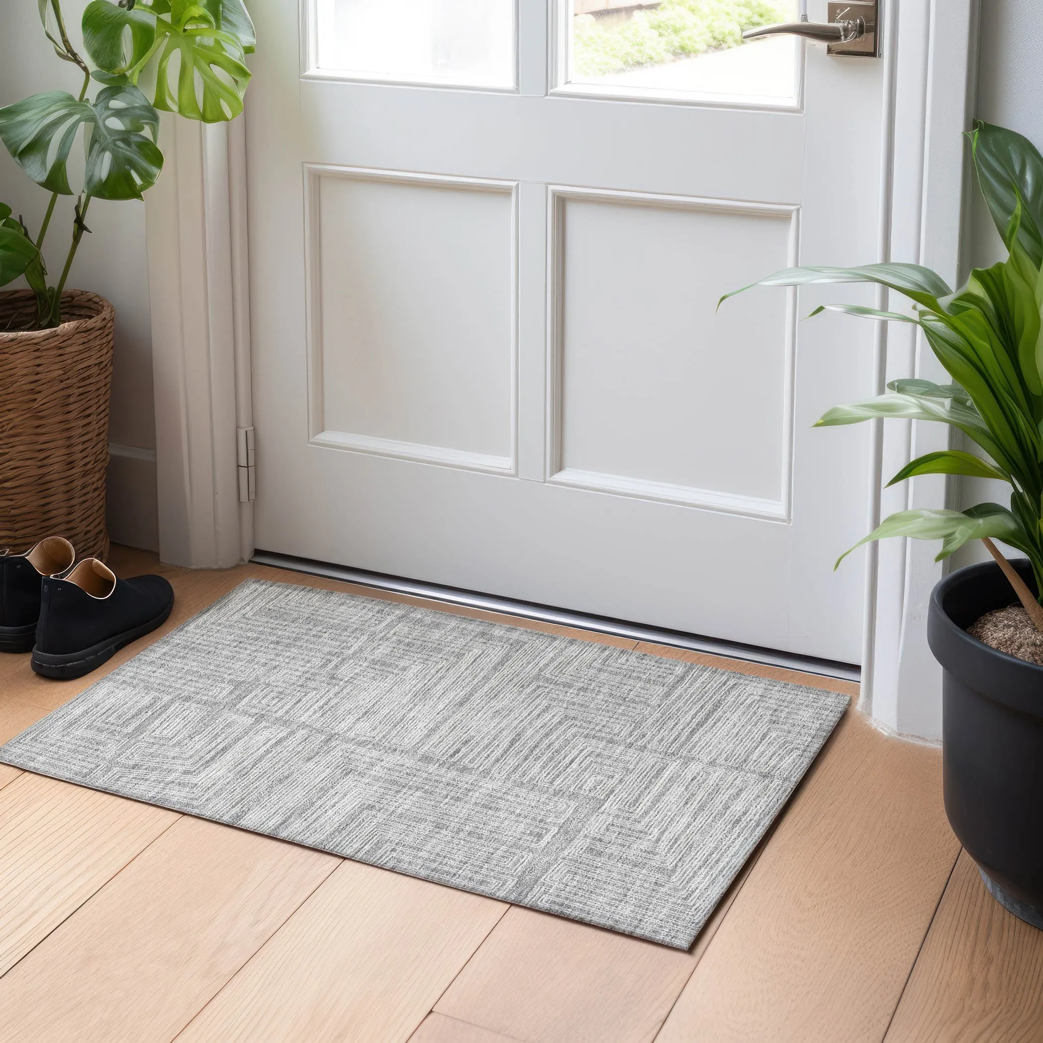 Machine Washable Indoor/ Outdoor Contemporary Stack Chantille Rug