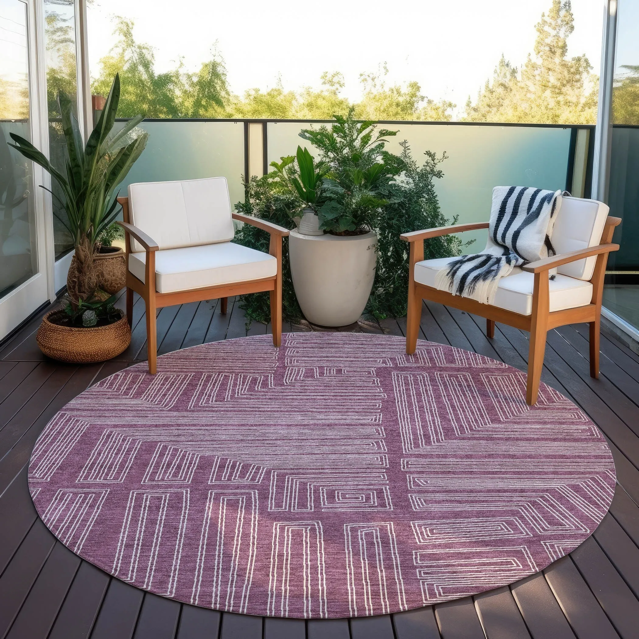 Machine Washable Indoor/ Outdoor Contemporary Stack Chantille Rug