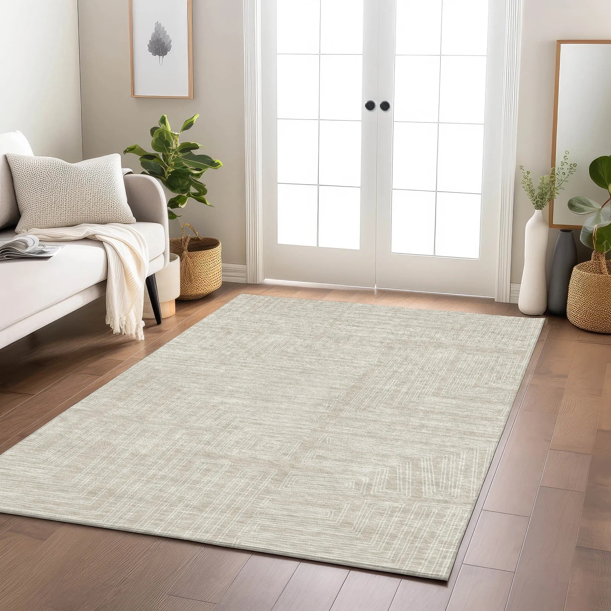 Machine Washable Indoor/ Outdoor Contemporary Stack Chantille Rug