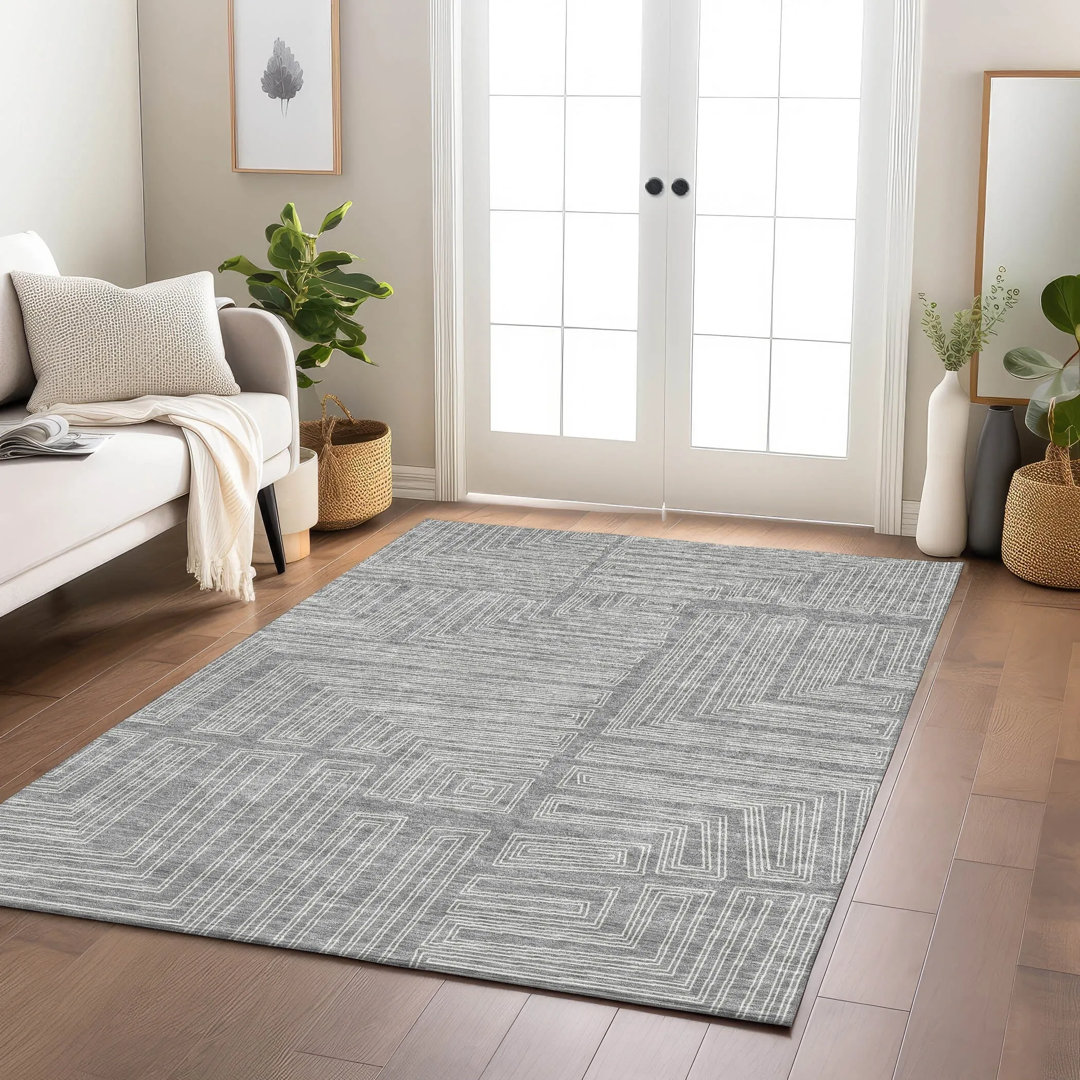Machine Washable Indoor/ Outdoor Contemporary Stack Chantille Rug