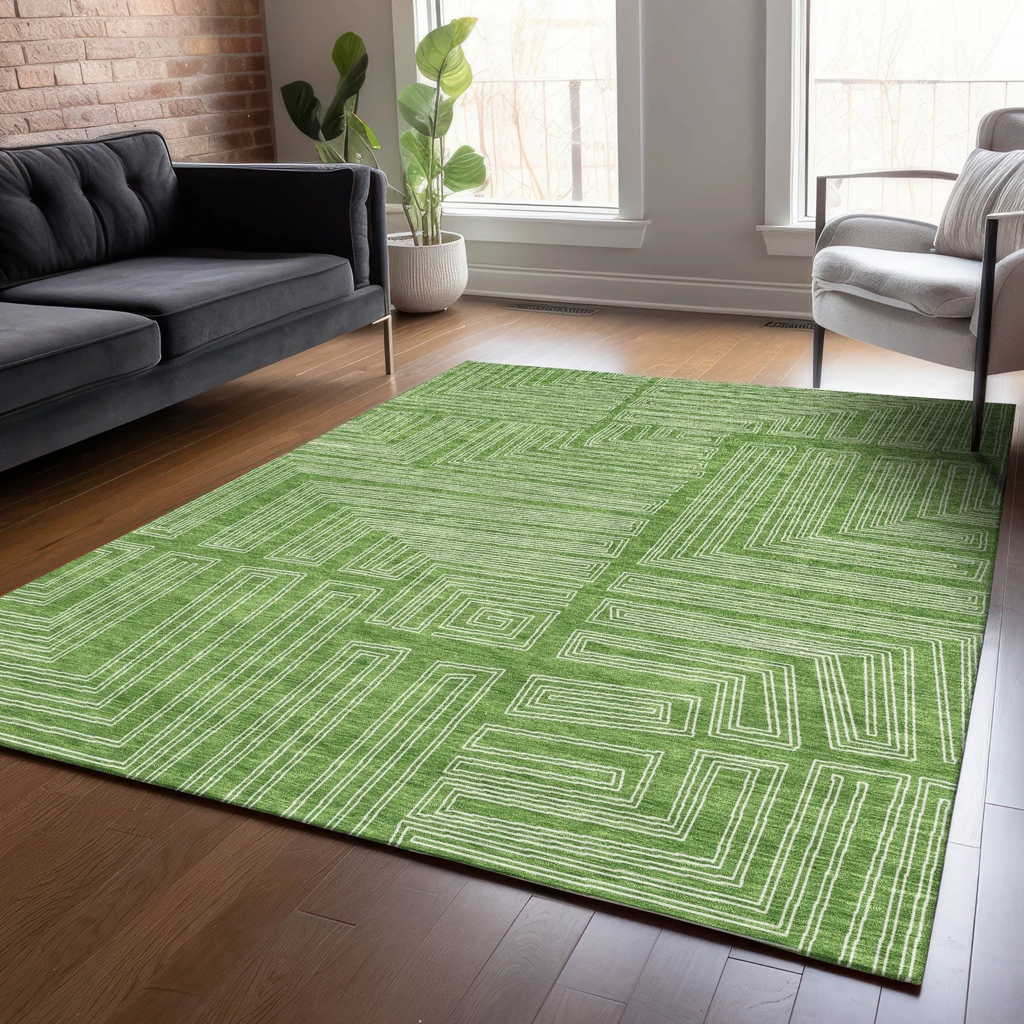Machine Washable Indoor/ Outdoor Contemporary Stack Chantille Rug