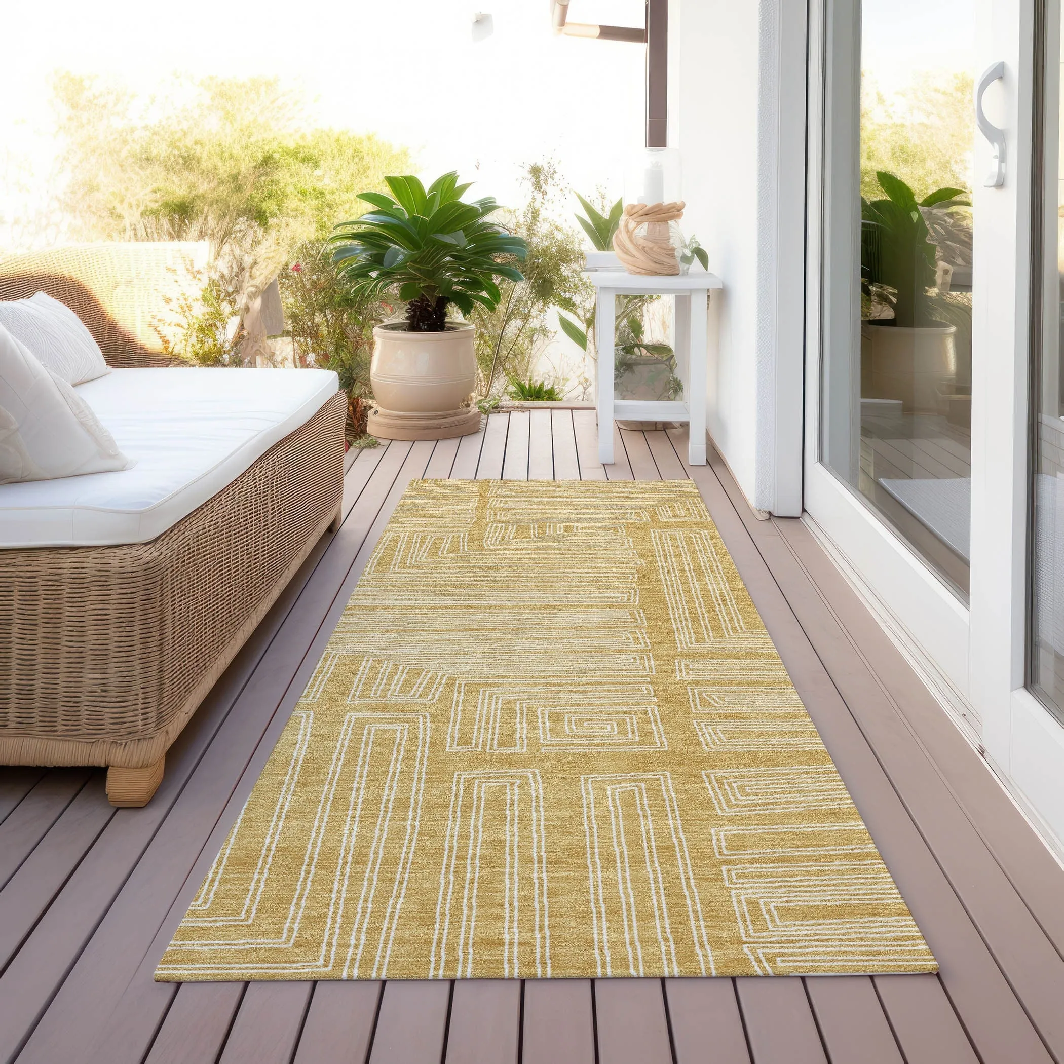 Machine Washable Indoor/ Outdoor Contemporary Stack Chantille Rug