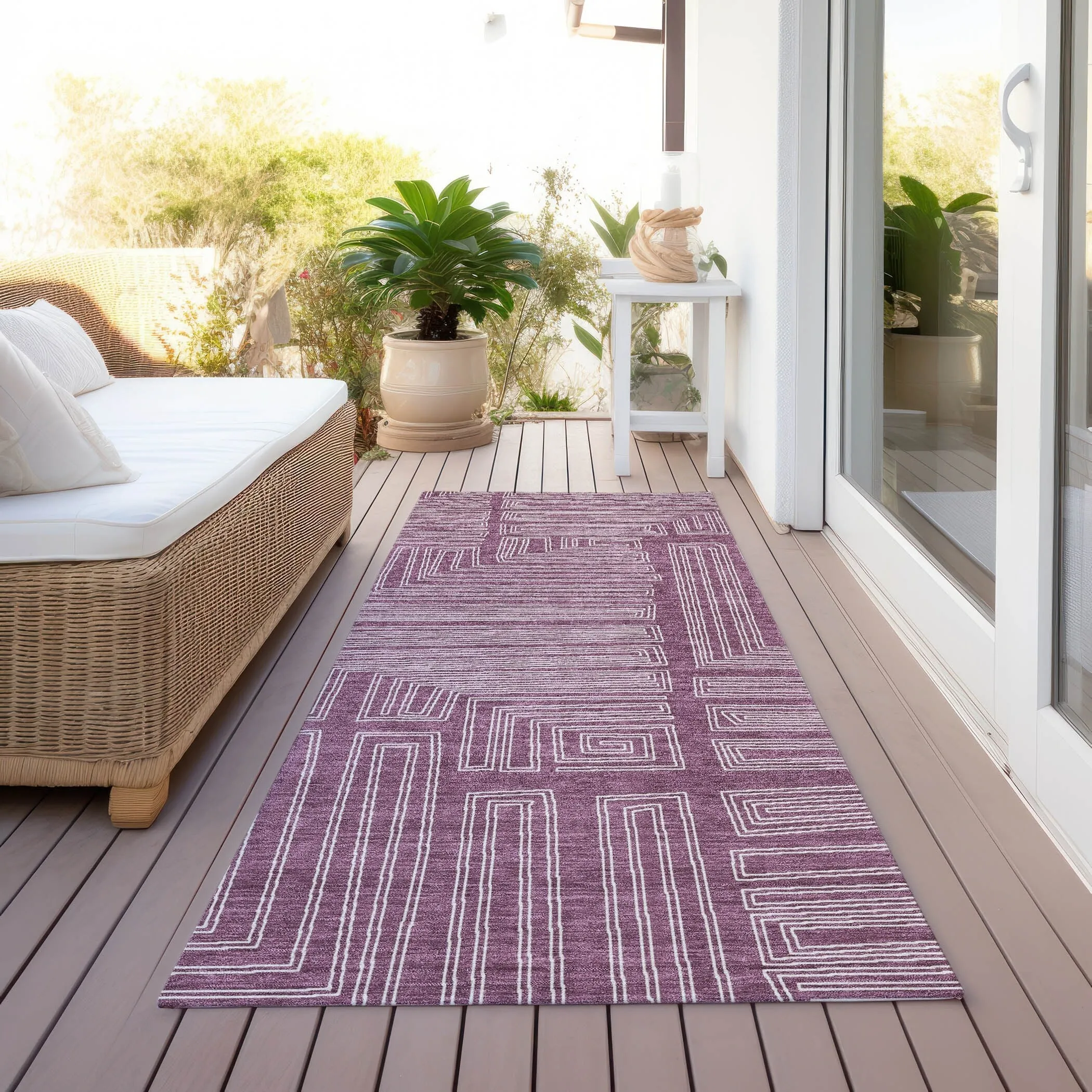 Machine Washable Indoor/ Outdoor Contemporary Stack Chantille Rug
