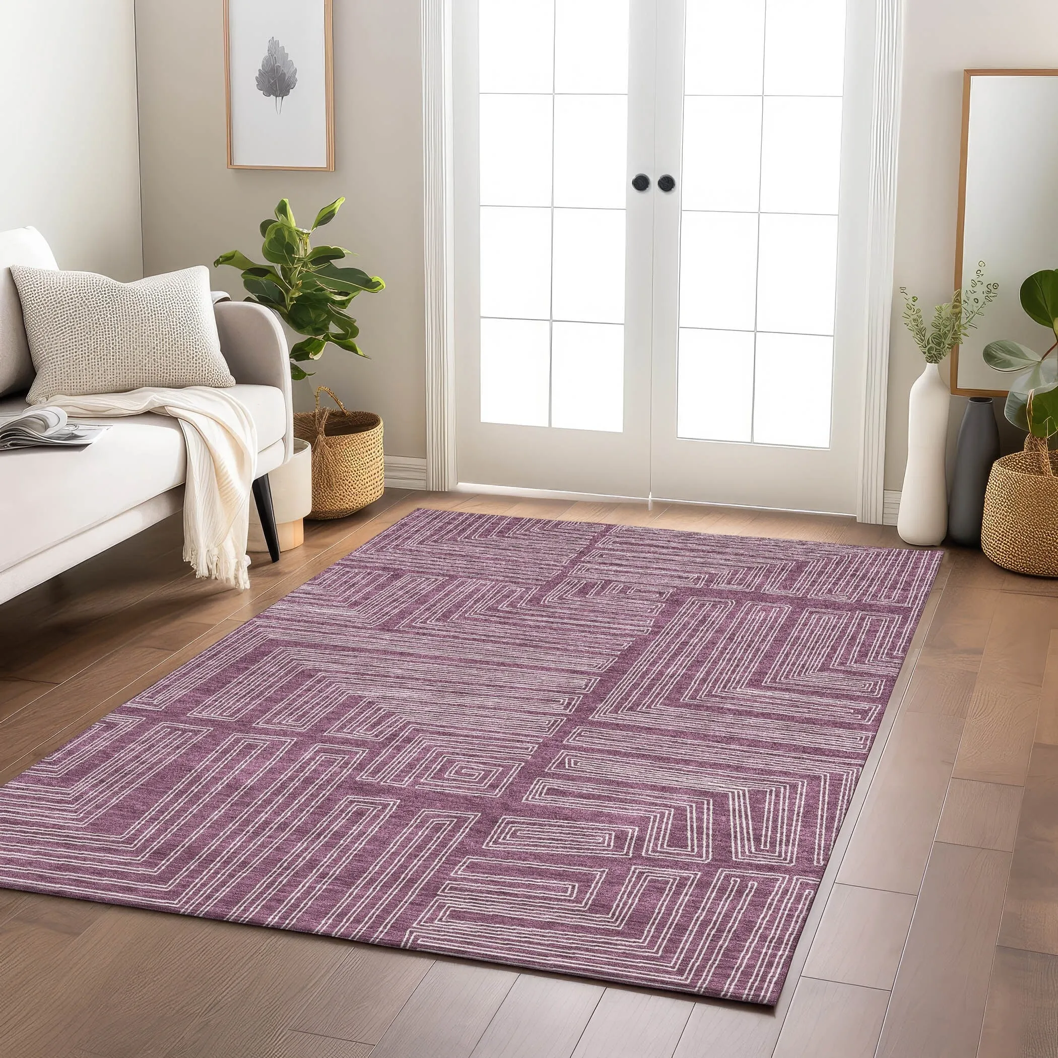 Machine Washable Indoor/ Outdoor Contemporary Stack Chantille Rug