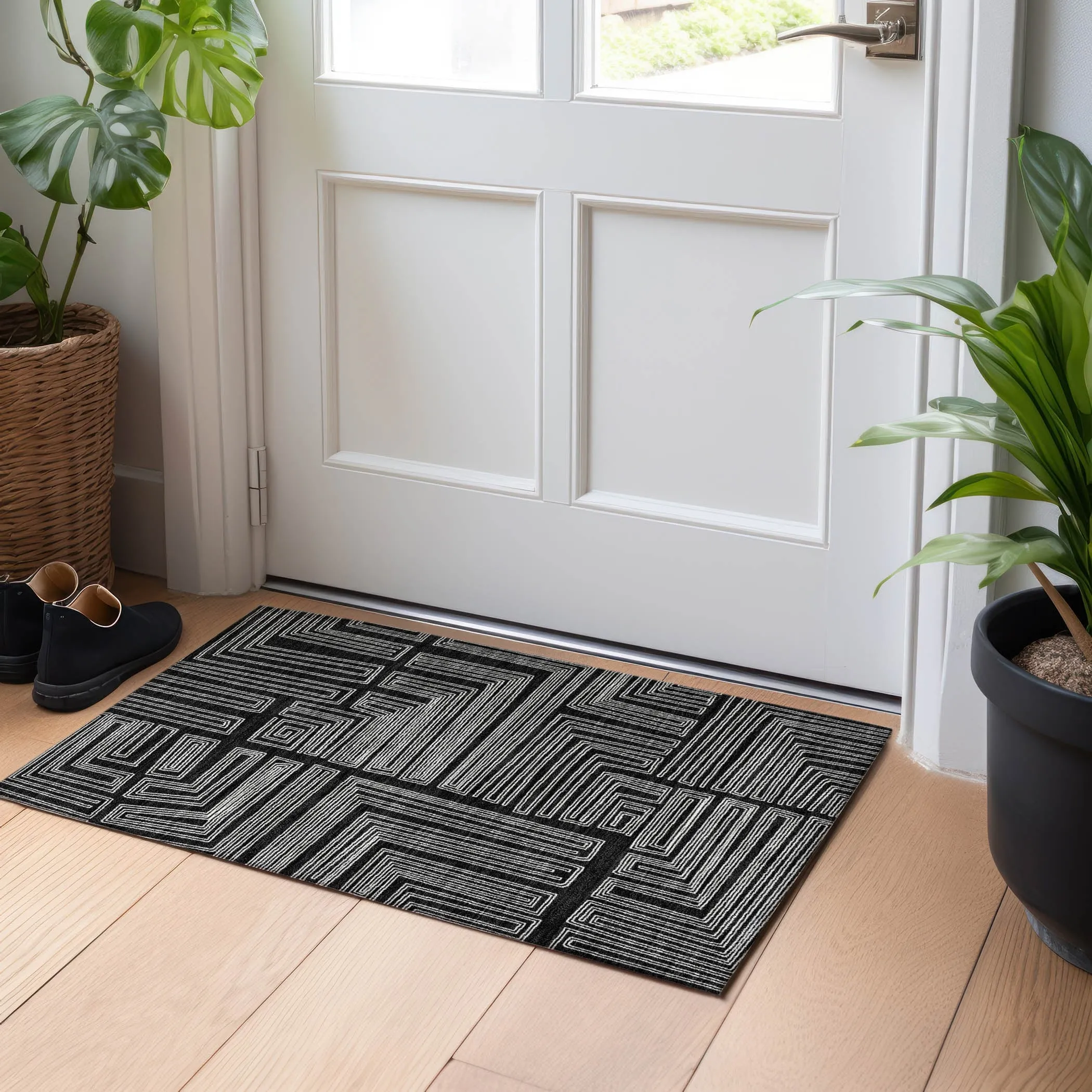 Machine Washable Indoor/ Outdoor Contemporary Stack Chantille Rug