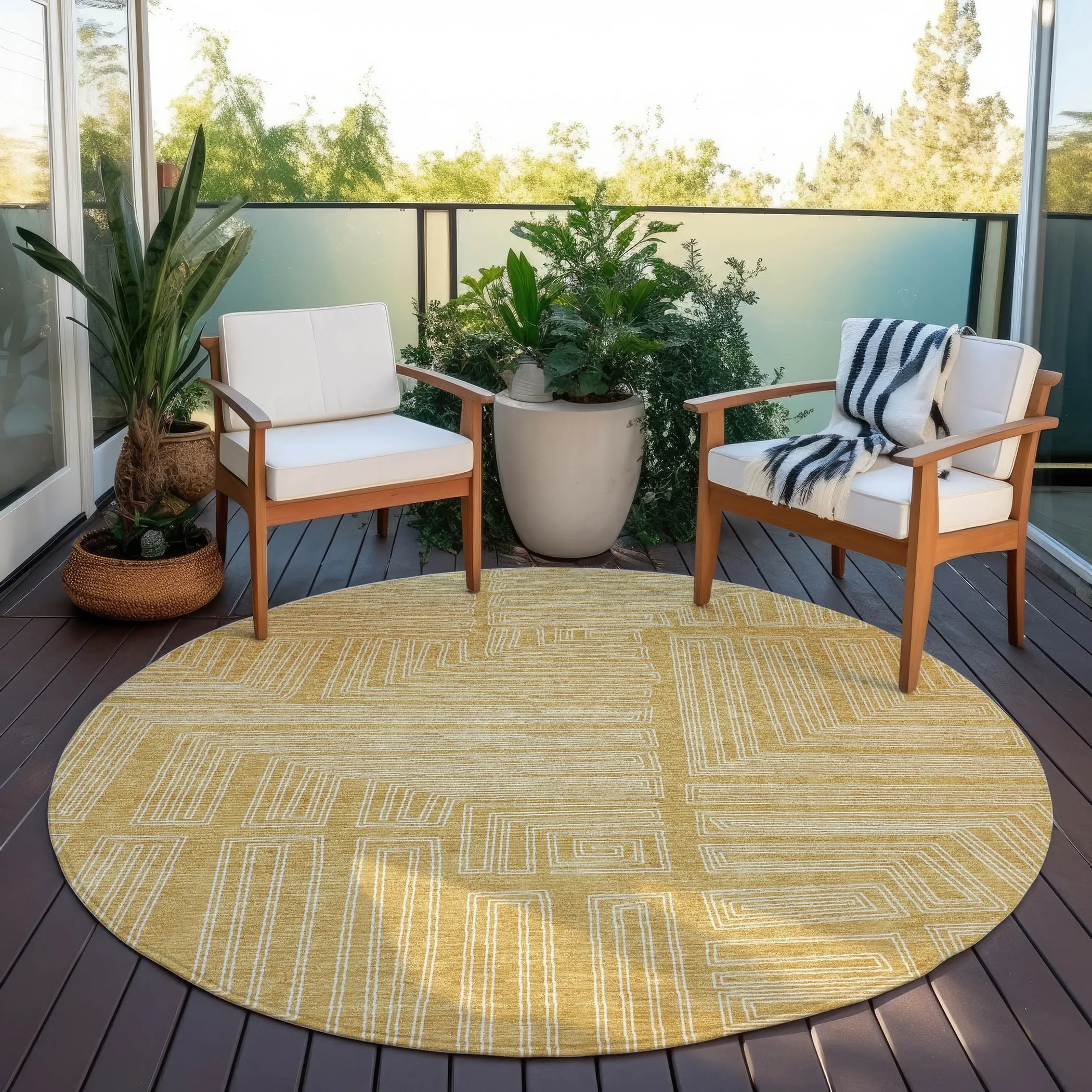 Machine Washable Indoor/ Outdoor Contemporary Stack Chantille Rug