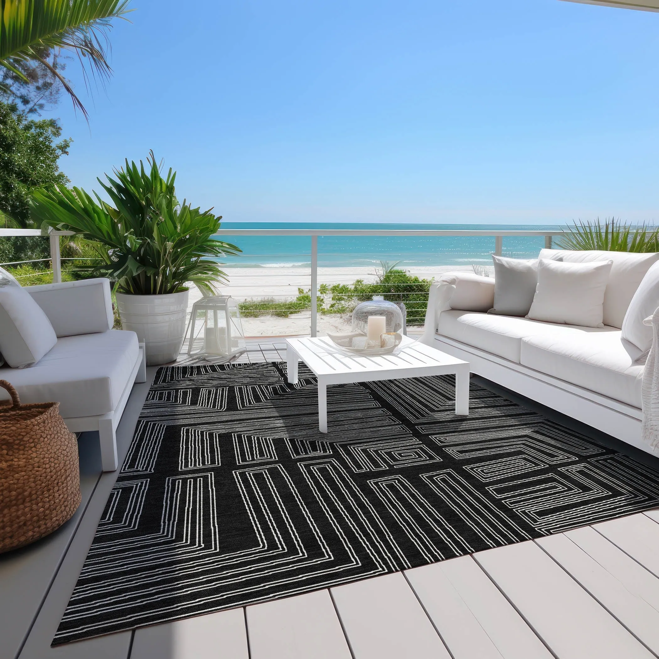 Machine Washable Indoor/ Outdoor Contemporary Stack Chantille Rug