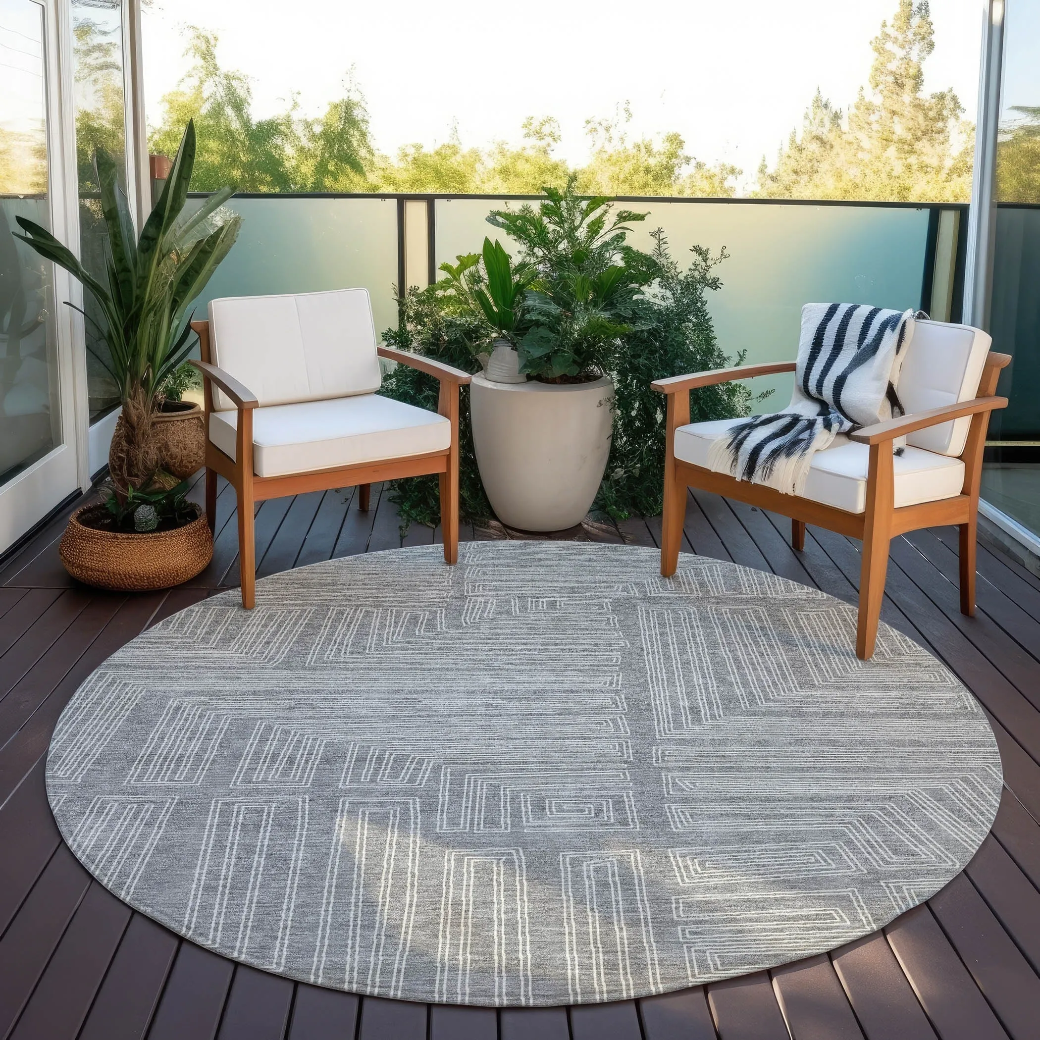 Machine Washable Indoor/ Outdoor Contemporary Stack Chantille Rug