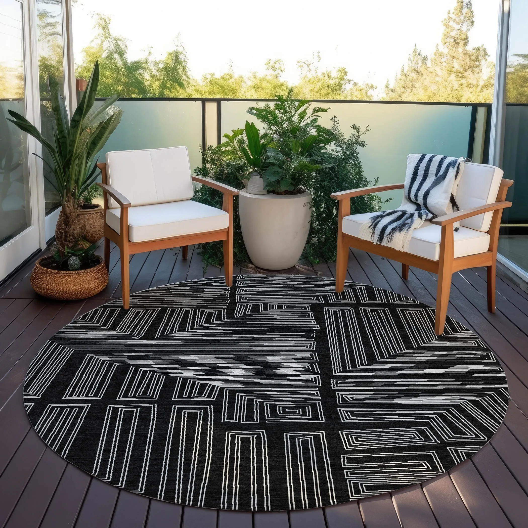 Machine Washable Indoor/ Outdoor Contemporary Stack Chantille Rug