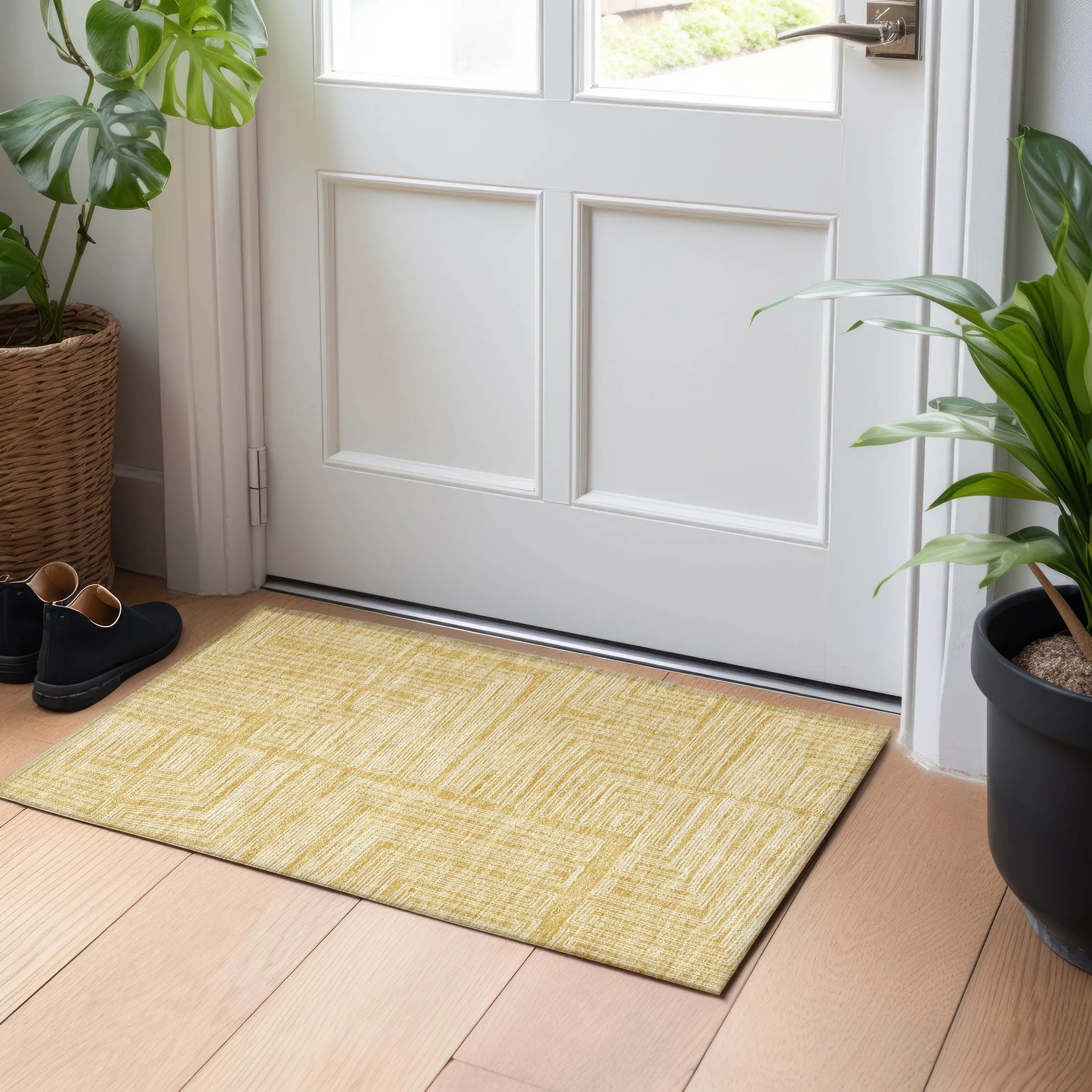 Machine Washable Indoor/ Outdoor Contemporary Stack Chantille Rug