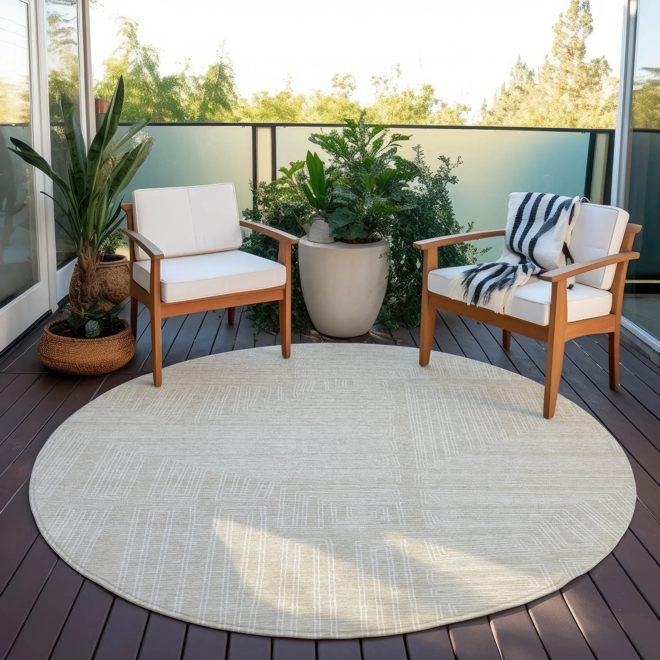 Machine Washable Indoor/ Outdoor Contemporary Stack Chantille Rug