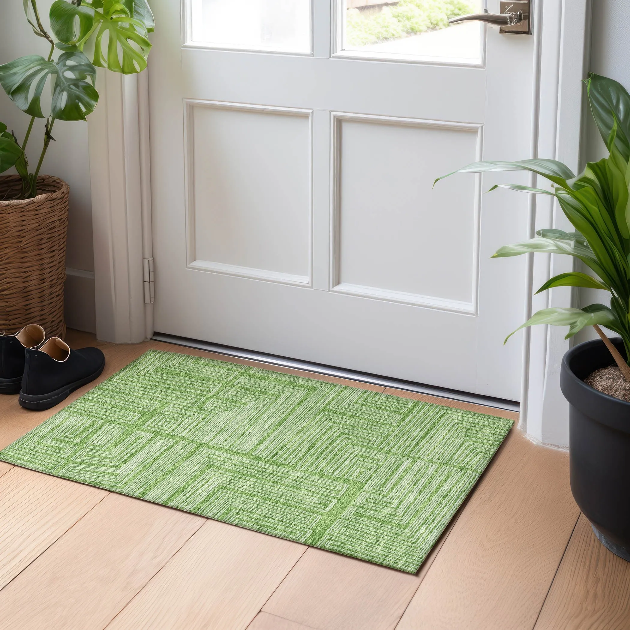 Machine Washable Indoor/ Outdoor Contemporary Stack Chantille Rug