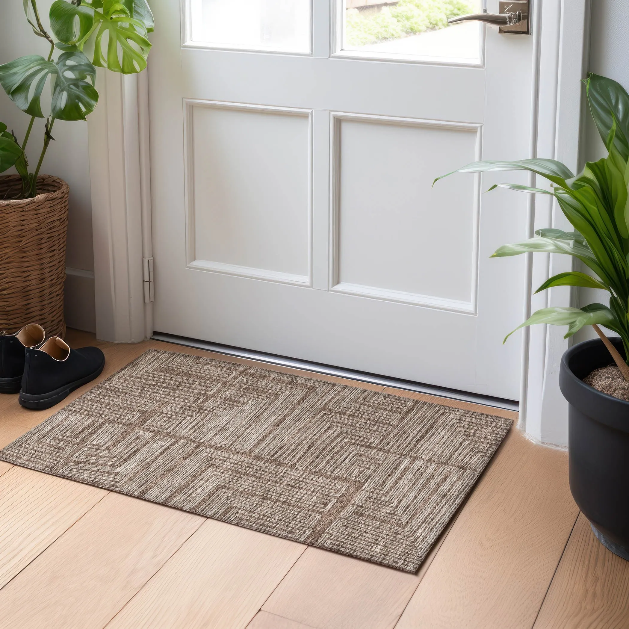 Machine Washable Indoor/ Outdoor Contemporary Stack Chantille Rug