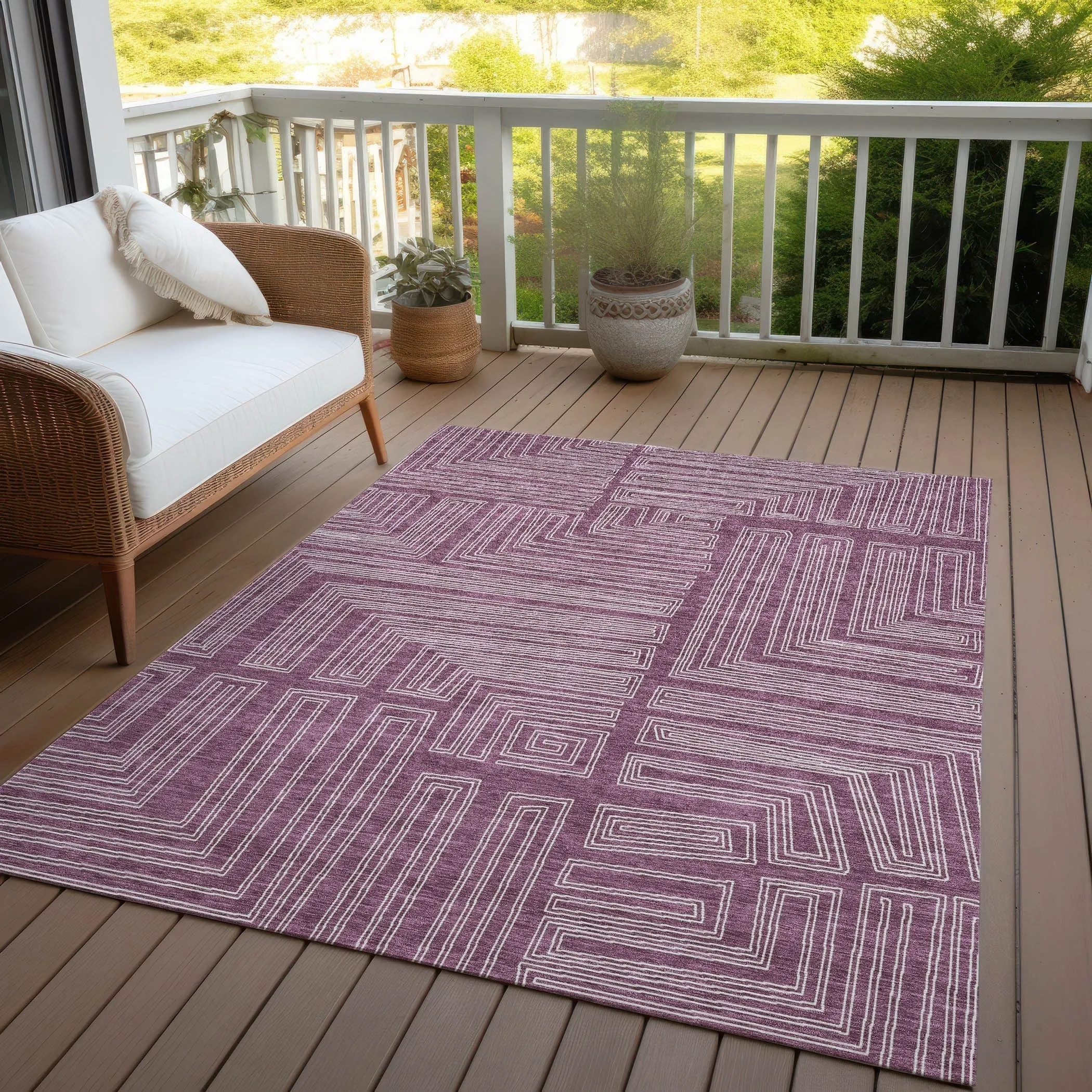 Machine Washable Indoor/ Outdoor Contemporary Stack Chantille Rug