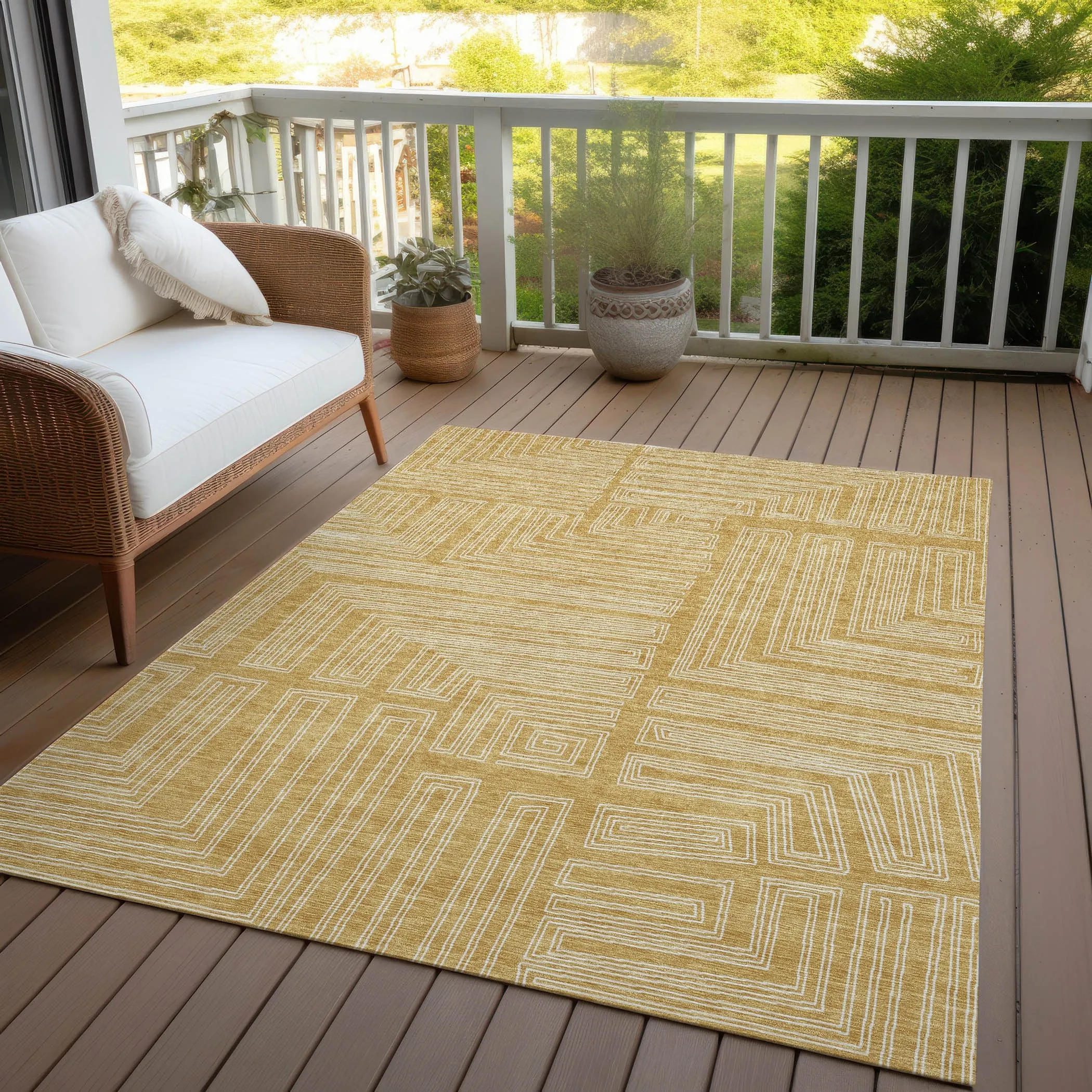 Machine Washable Indoor/ Outdoor Contemporary Stack Chantille Rug