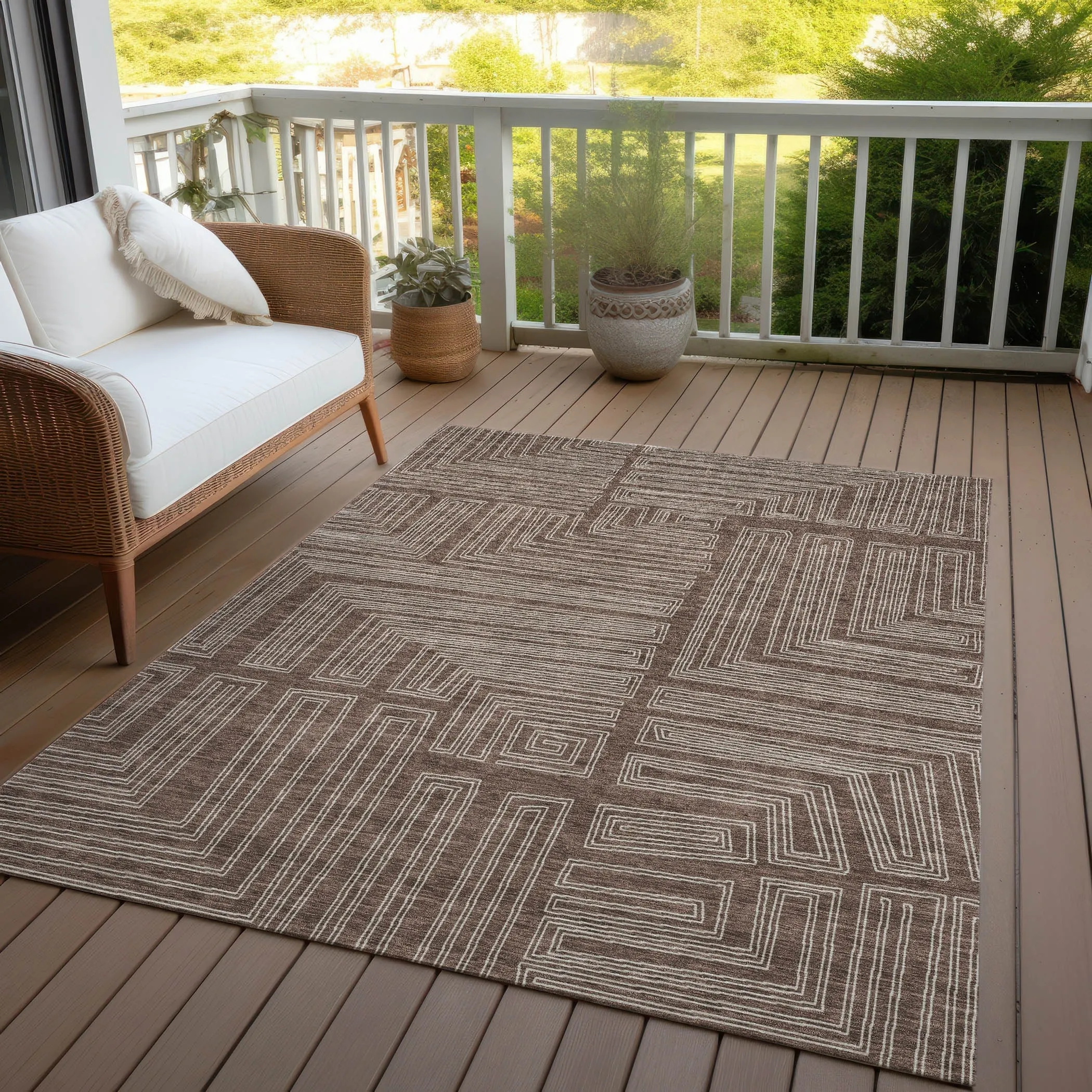 Machine Washable Indoor/ Outdoor Contemporary Stack Chantille Rug