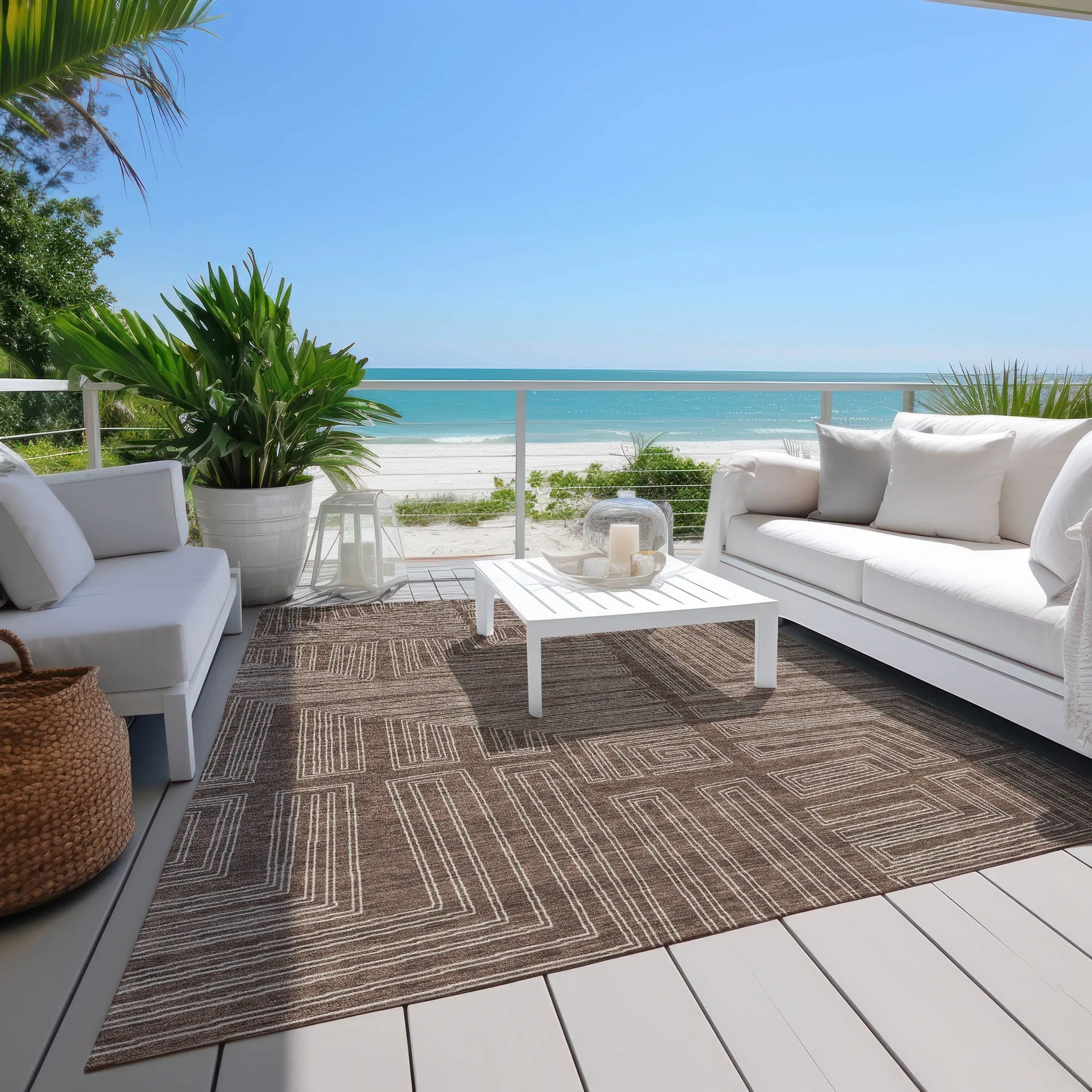 Machine Washable Indoor/ Outdoor Contemporary Stack Chantille Rug