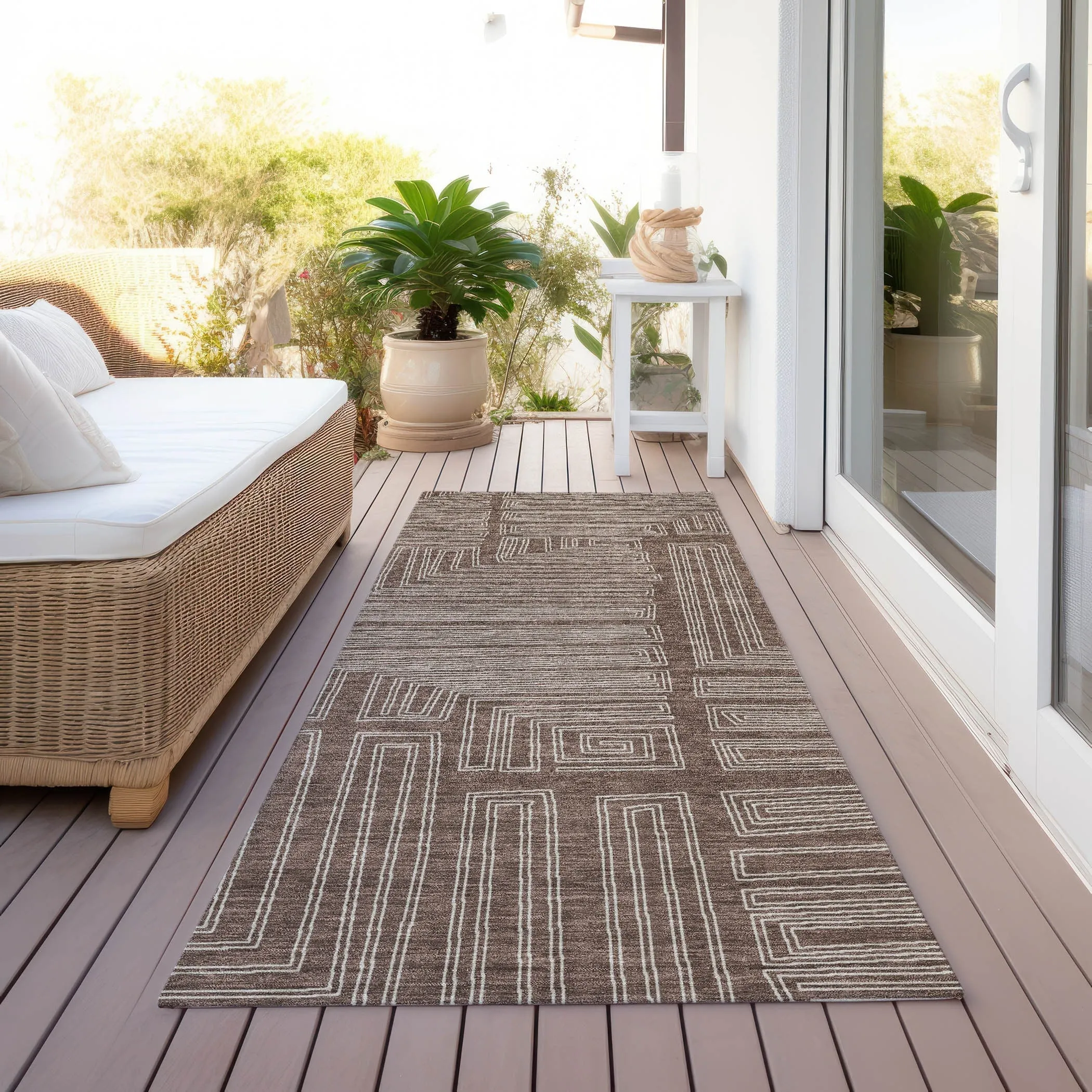 Machine Washable Indoor/ Outdoor Contemporary Stack Chantille Rug