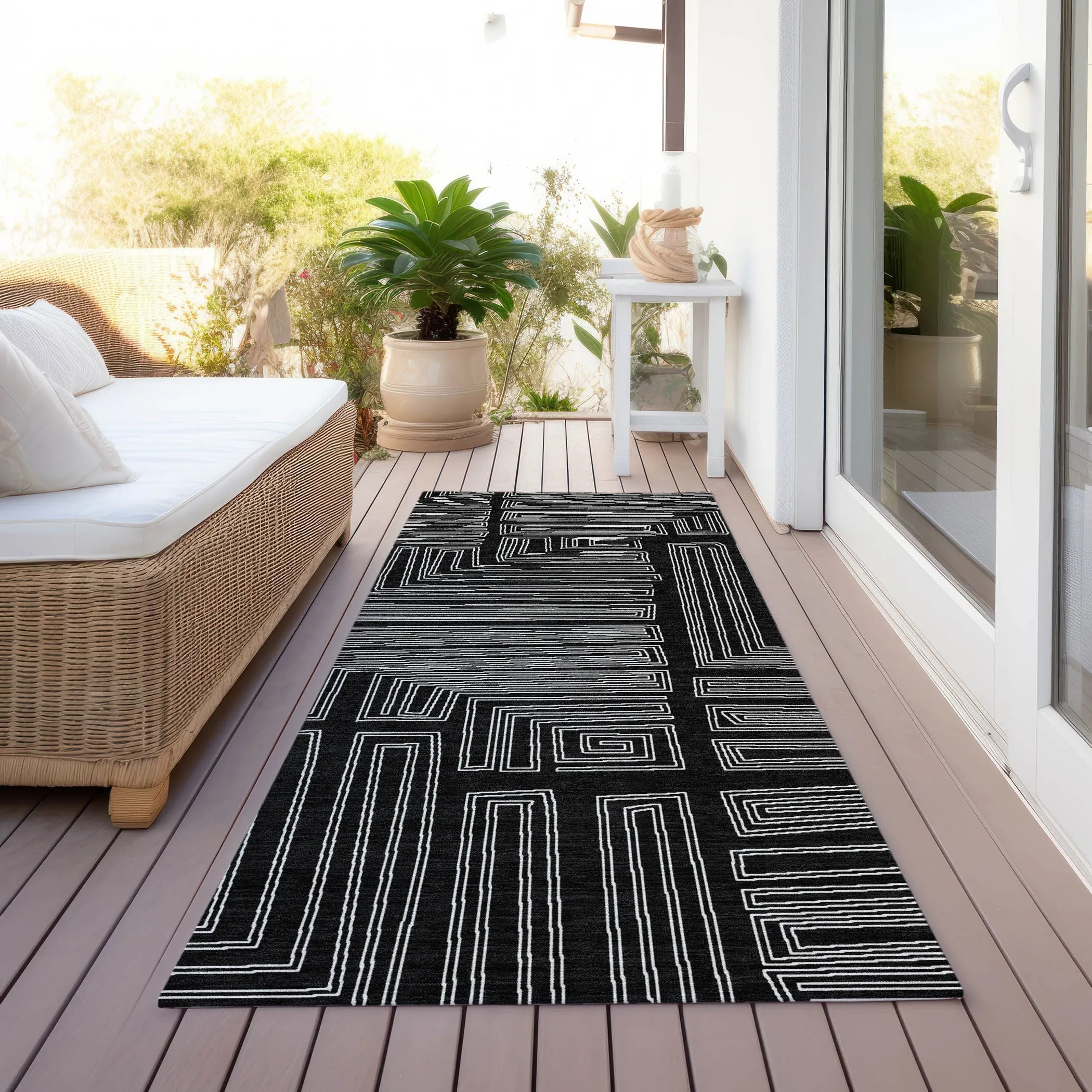 Machine Washable Indoor/ Outdoor Contemporary Stack Chantille Rug