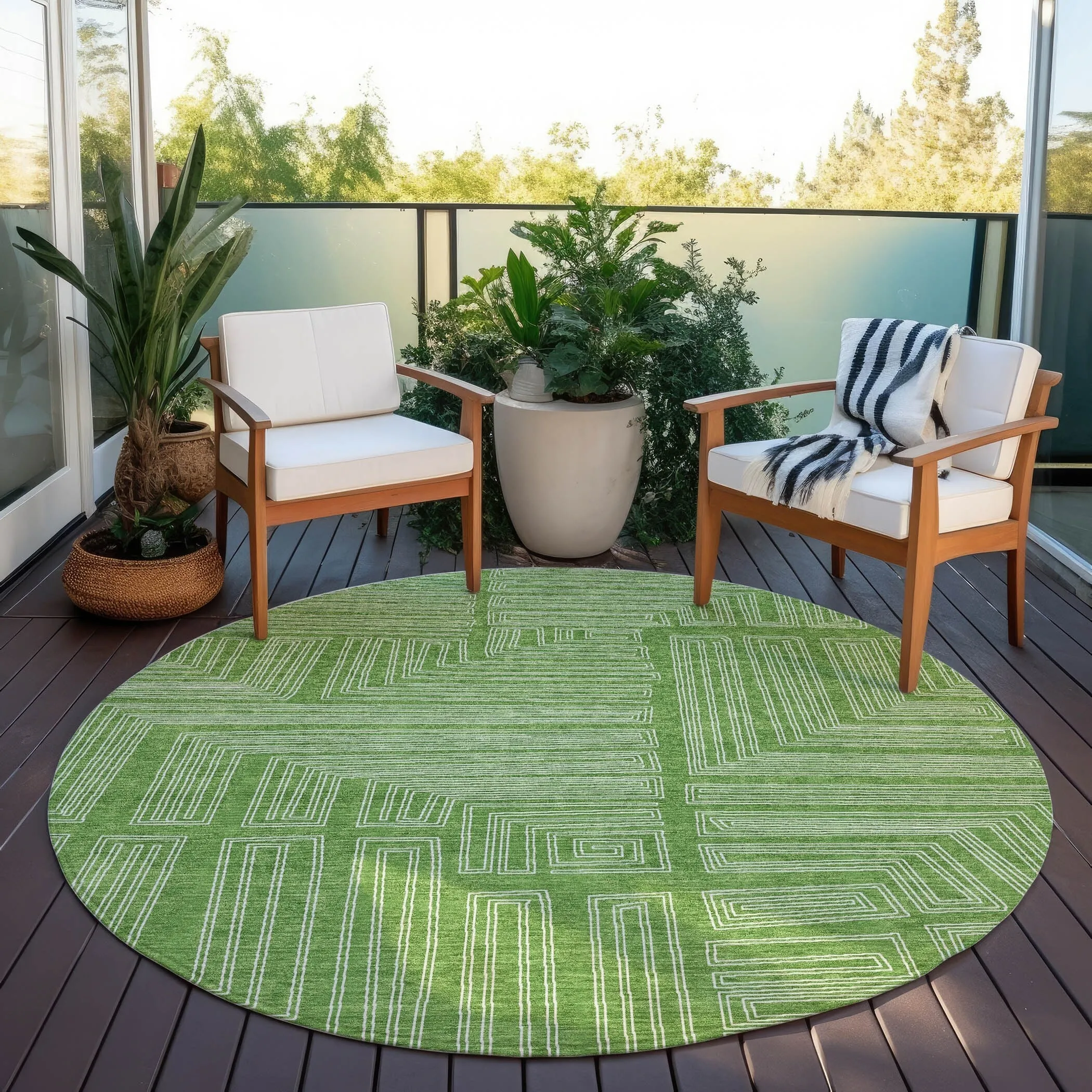 Machine Washable Indoor/ Outdoor Contemporary Stack Chantille Rug