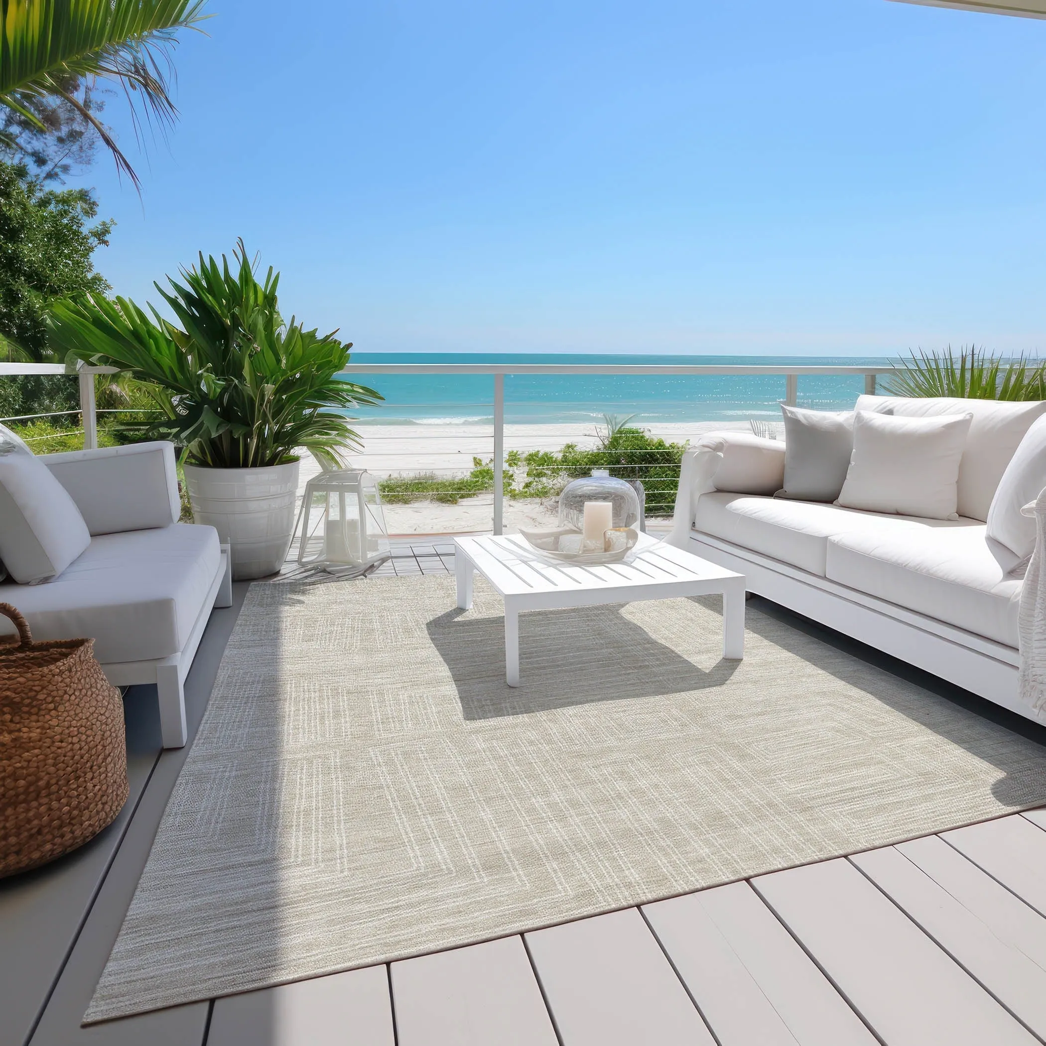 Machine Washable Indoor/ Outdoor Contemporary Stack Chantille Rug