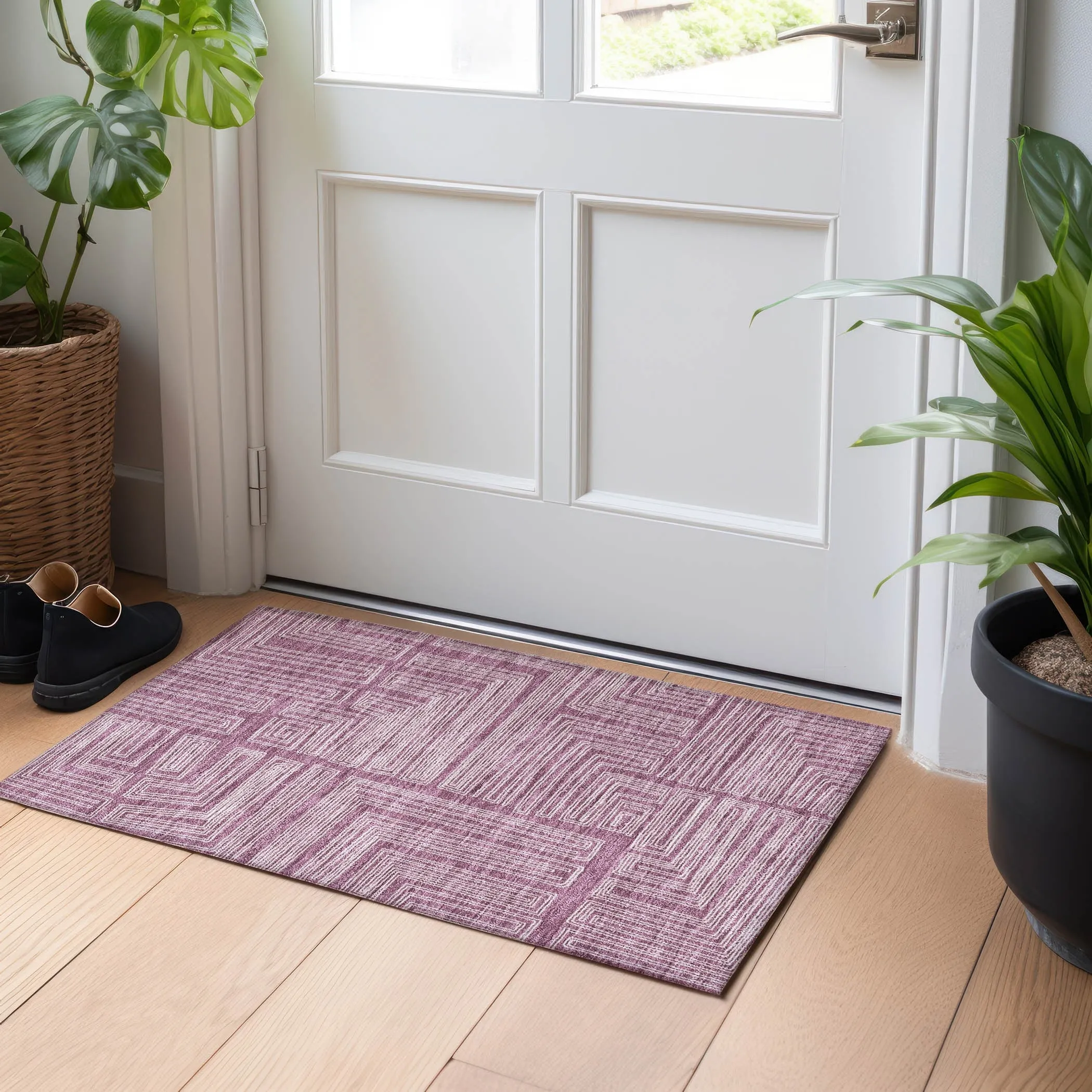 Machine Washable Indoor/ Outdoor Contemporary Stack Chantille Rug