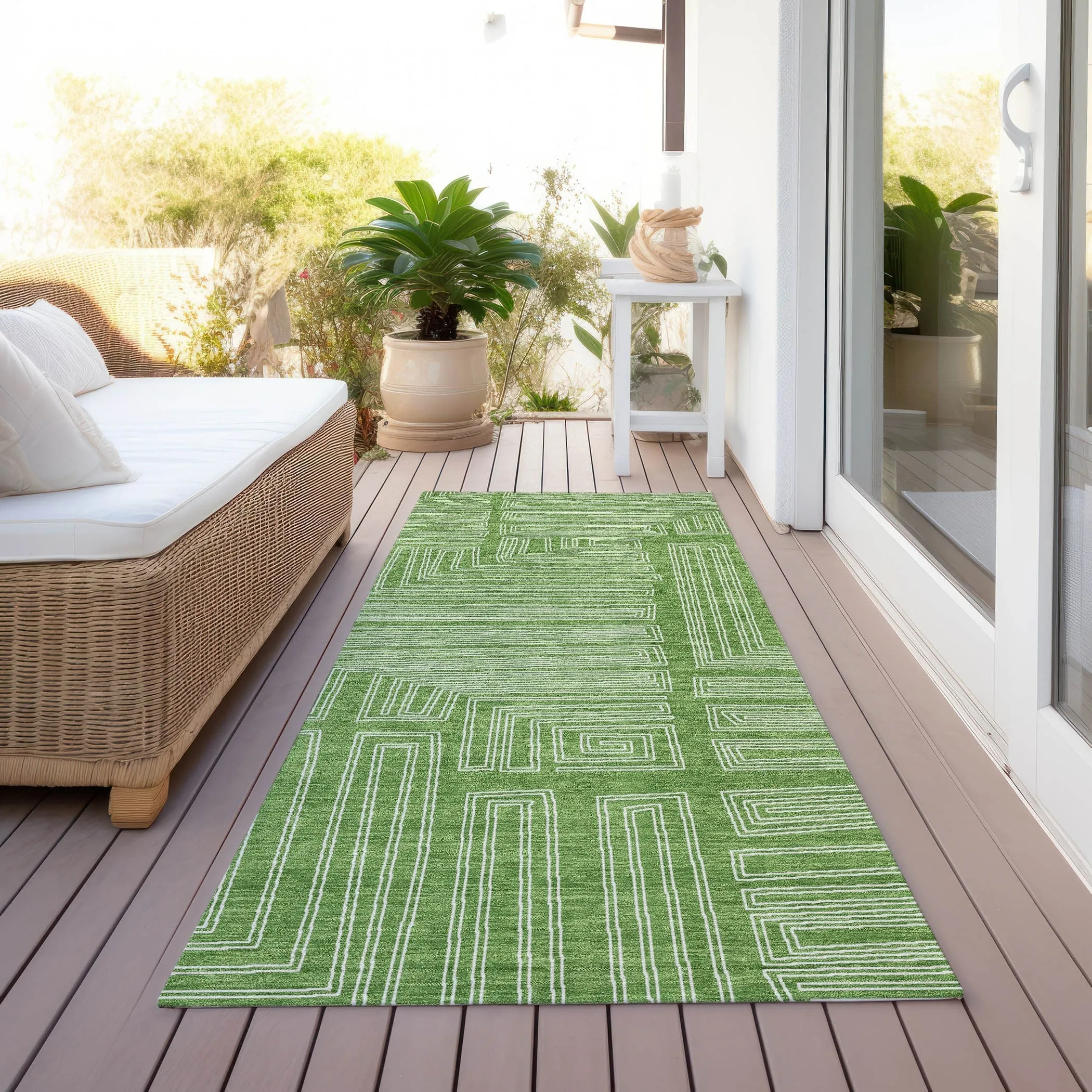 Machine Washable Indoor/ Outdoor Contemporary Stack Chantille Rug