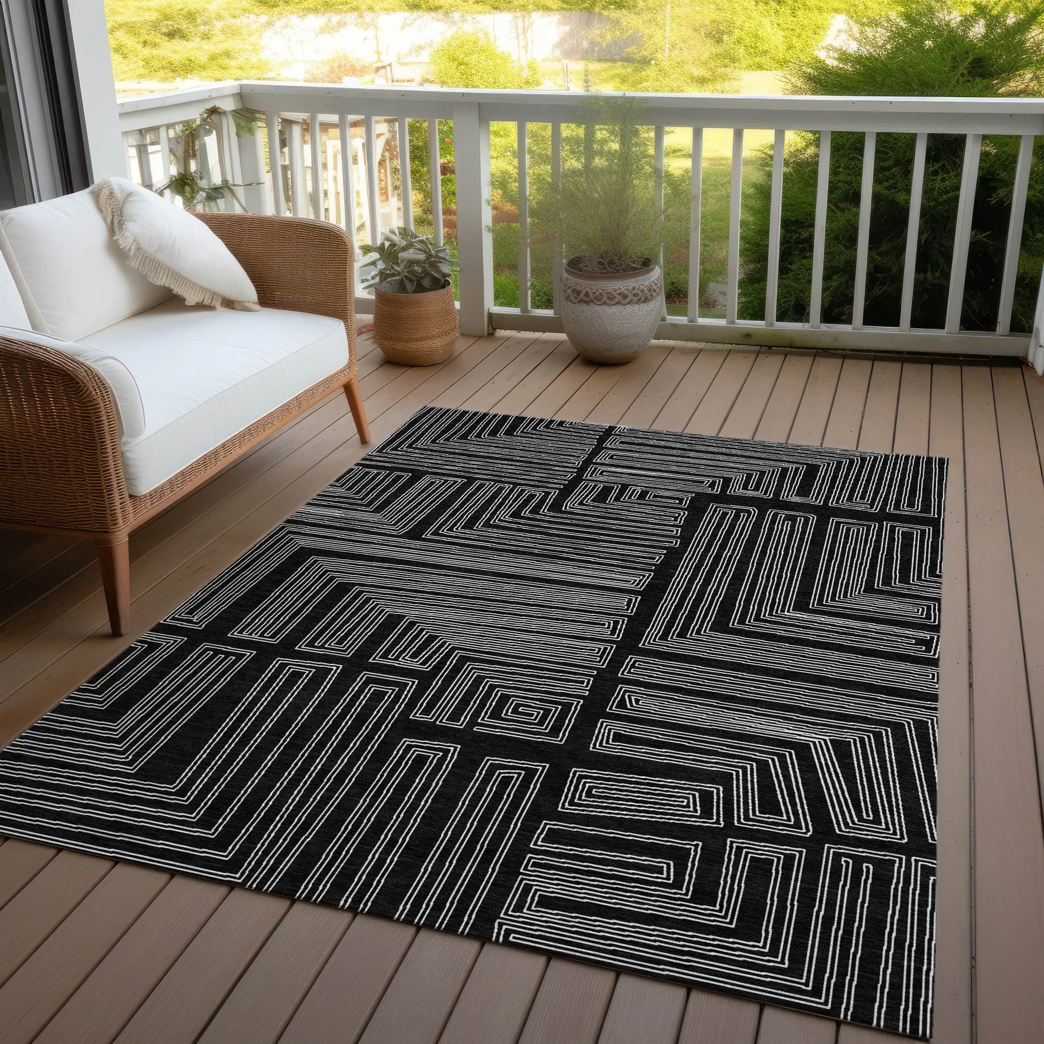 Machine Washable Indoor/ Outdoor Contemporary Stack Chantille Rug