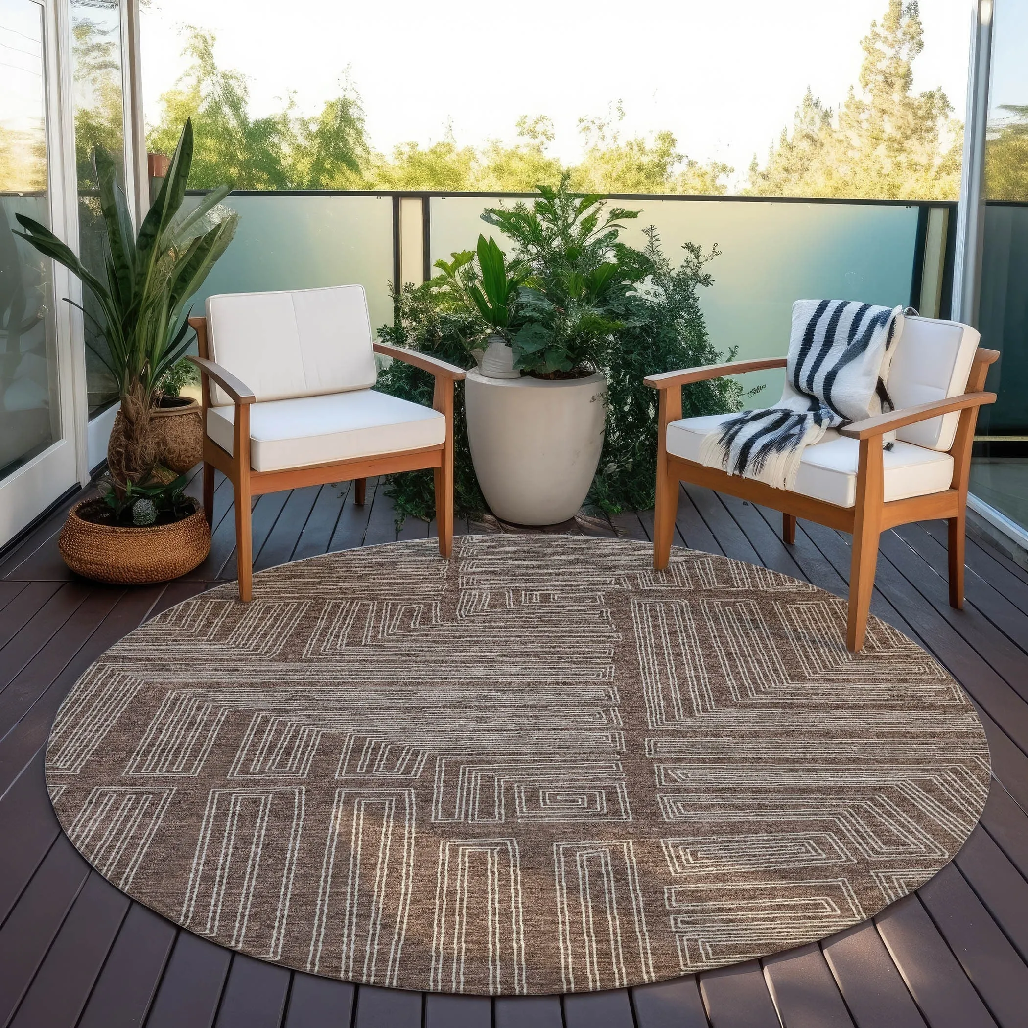 Machine Washable Indoor/ Outdoor Contemporary Stack Chantille Rug