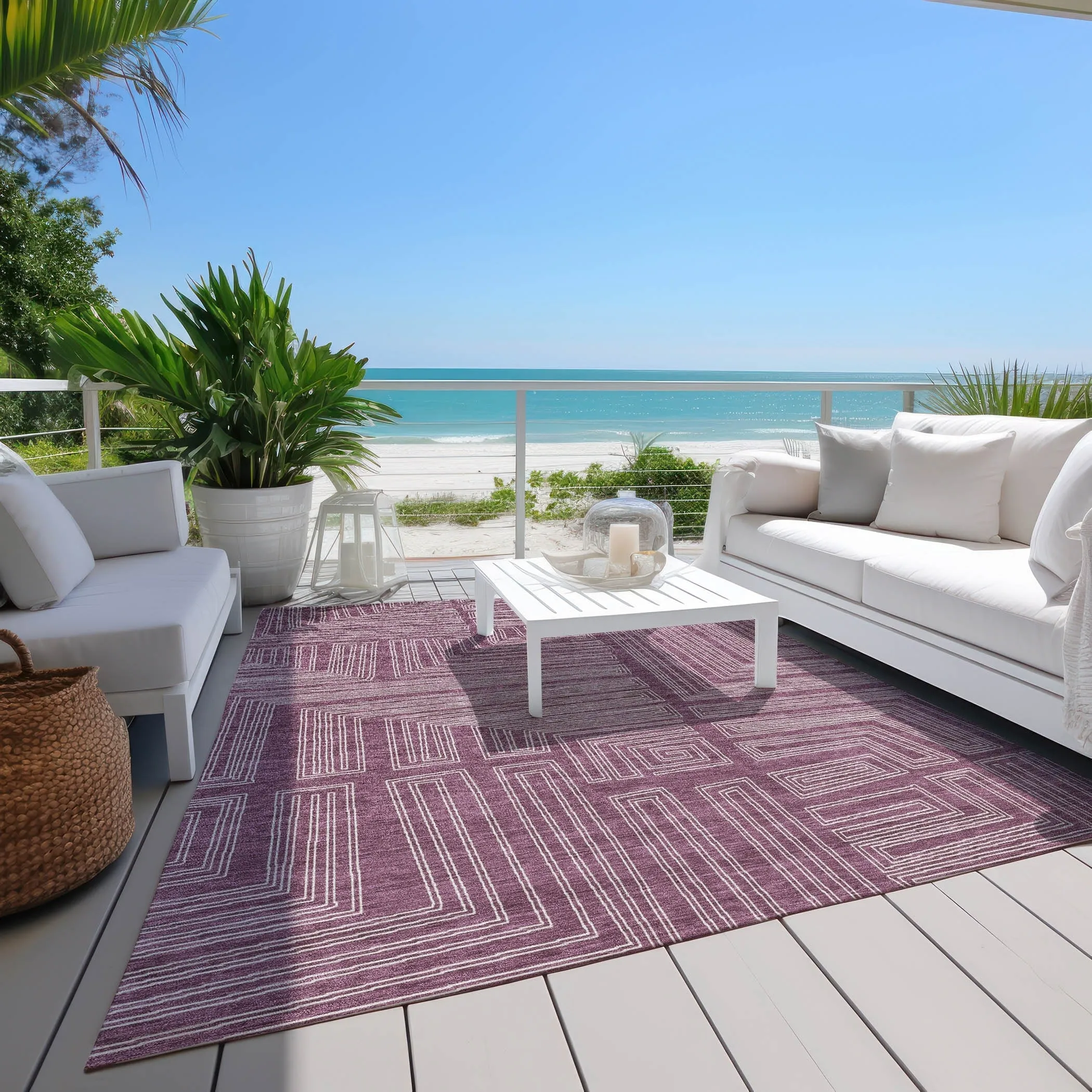 Machine Washable Indoor/ Outdoor Contemporary Stack Chantille Rug
