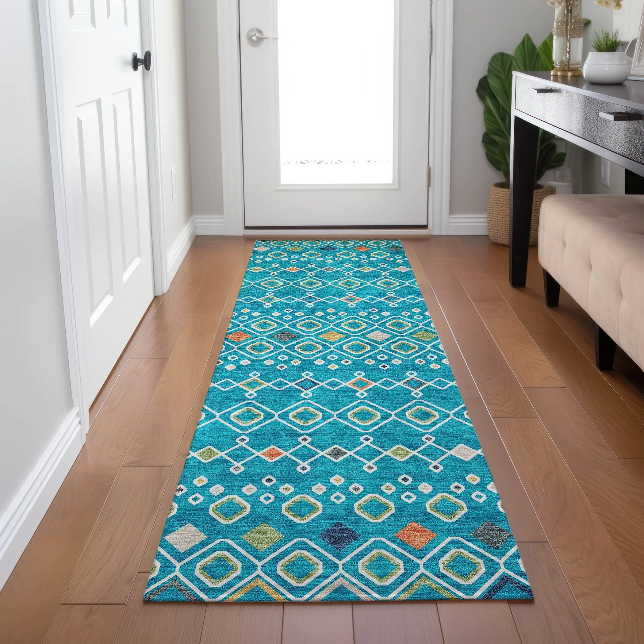Machine Washable Indoor/ Outdoor Global Contempory Chantille Rug