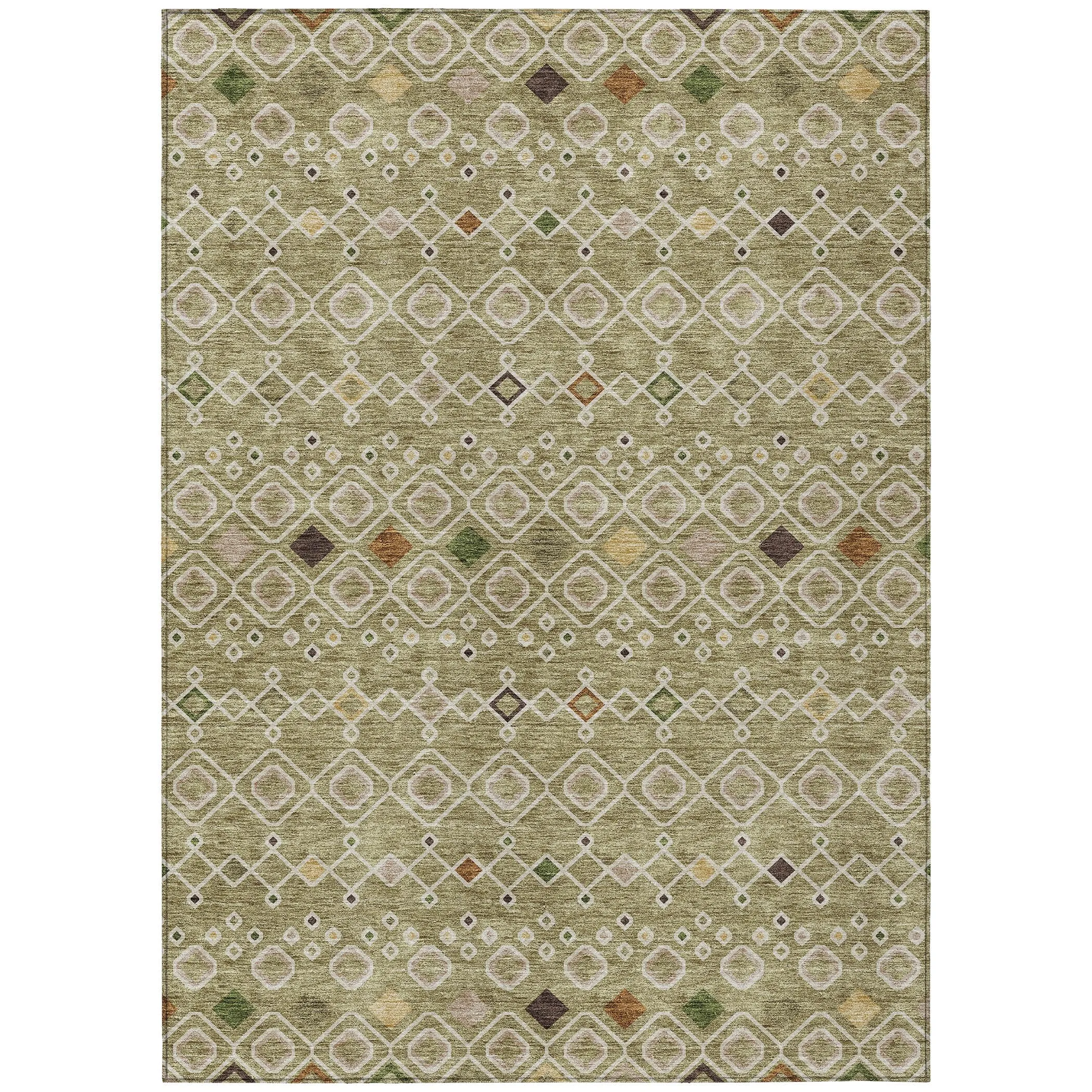 Machine Washable Indoor/ Outdoor Global Contempory Chantille Rug