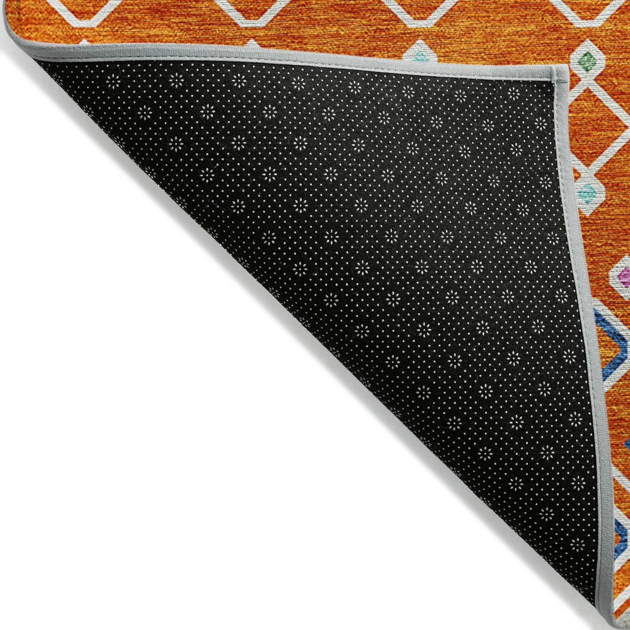 Machine Washable Indoor/ Outdoor Global Contempory Chantille Rug