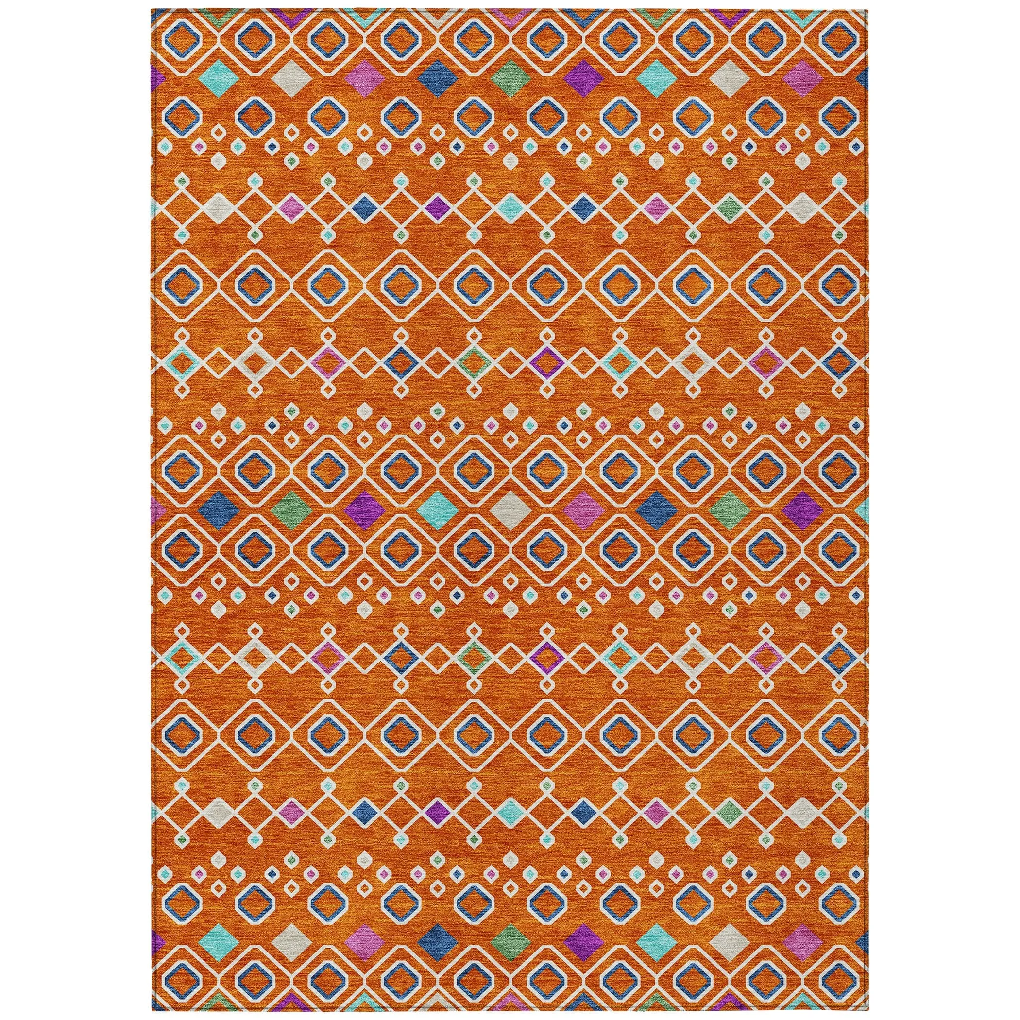 Machine Washable Indoor/ Outdoor Global Contempory Chantille Rug