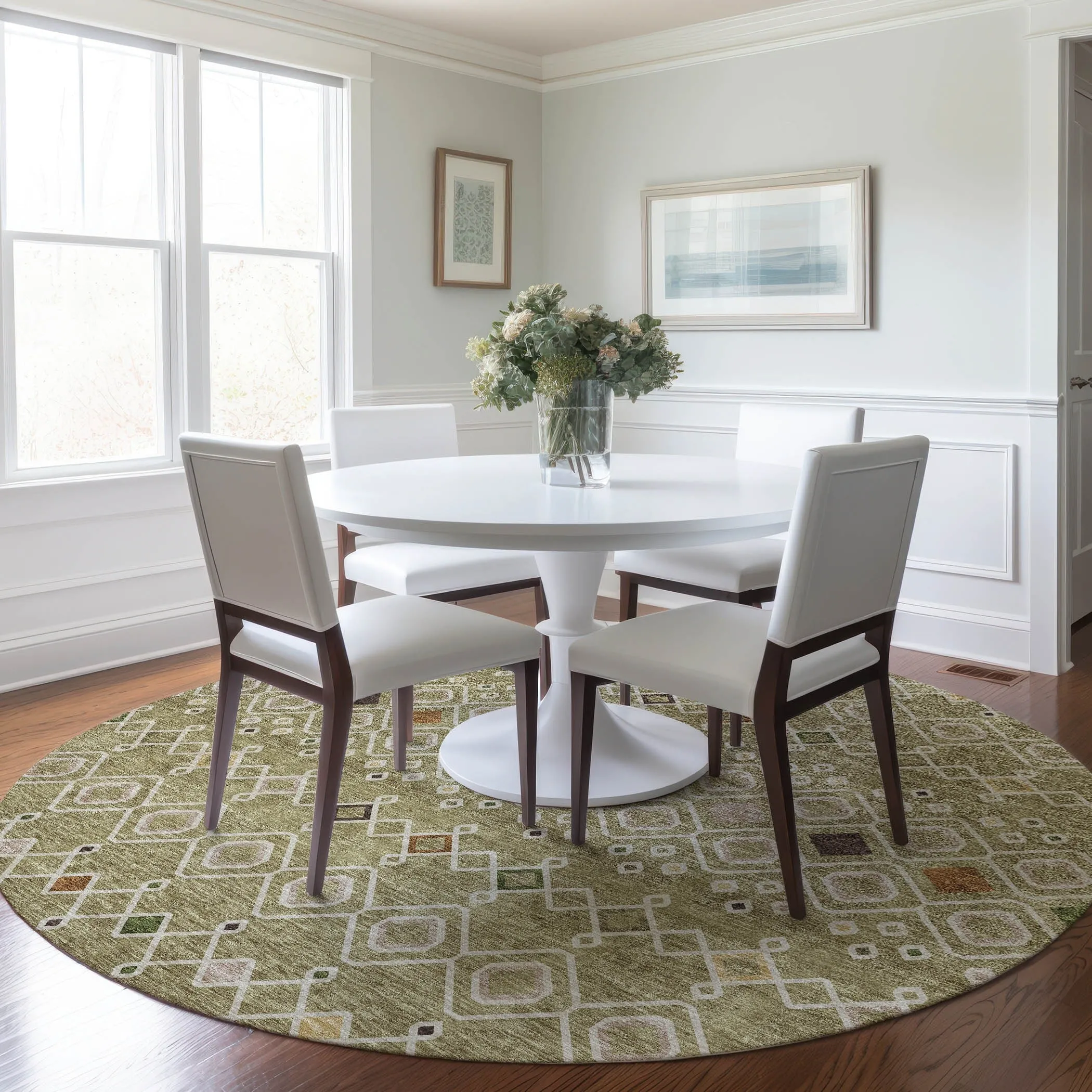 Machine Washable Indoor/ Outdoor Global Contempory Chantille Rug