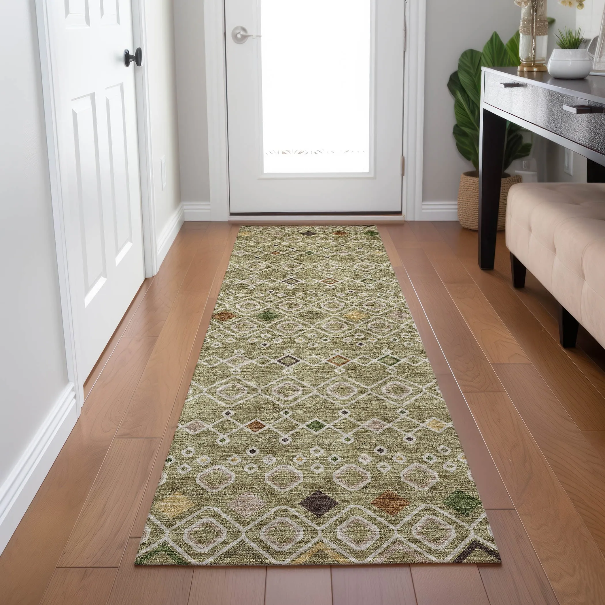 Machine Washable Indoor/ Outdoor Global Contempory Chantille Rug