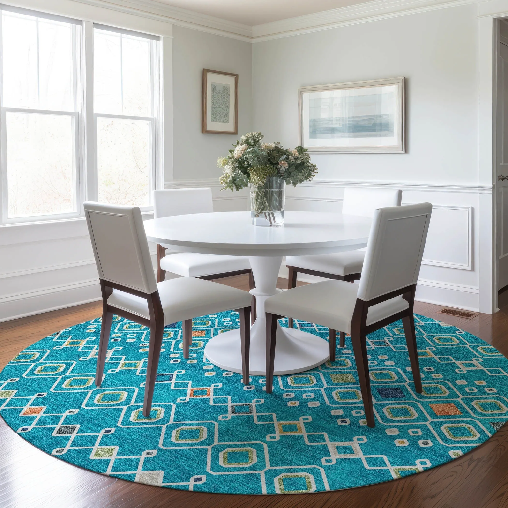 Machine Washable Indoor/ Outdoor Global Contempory Chantille Rug