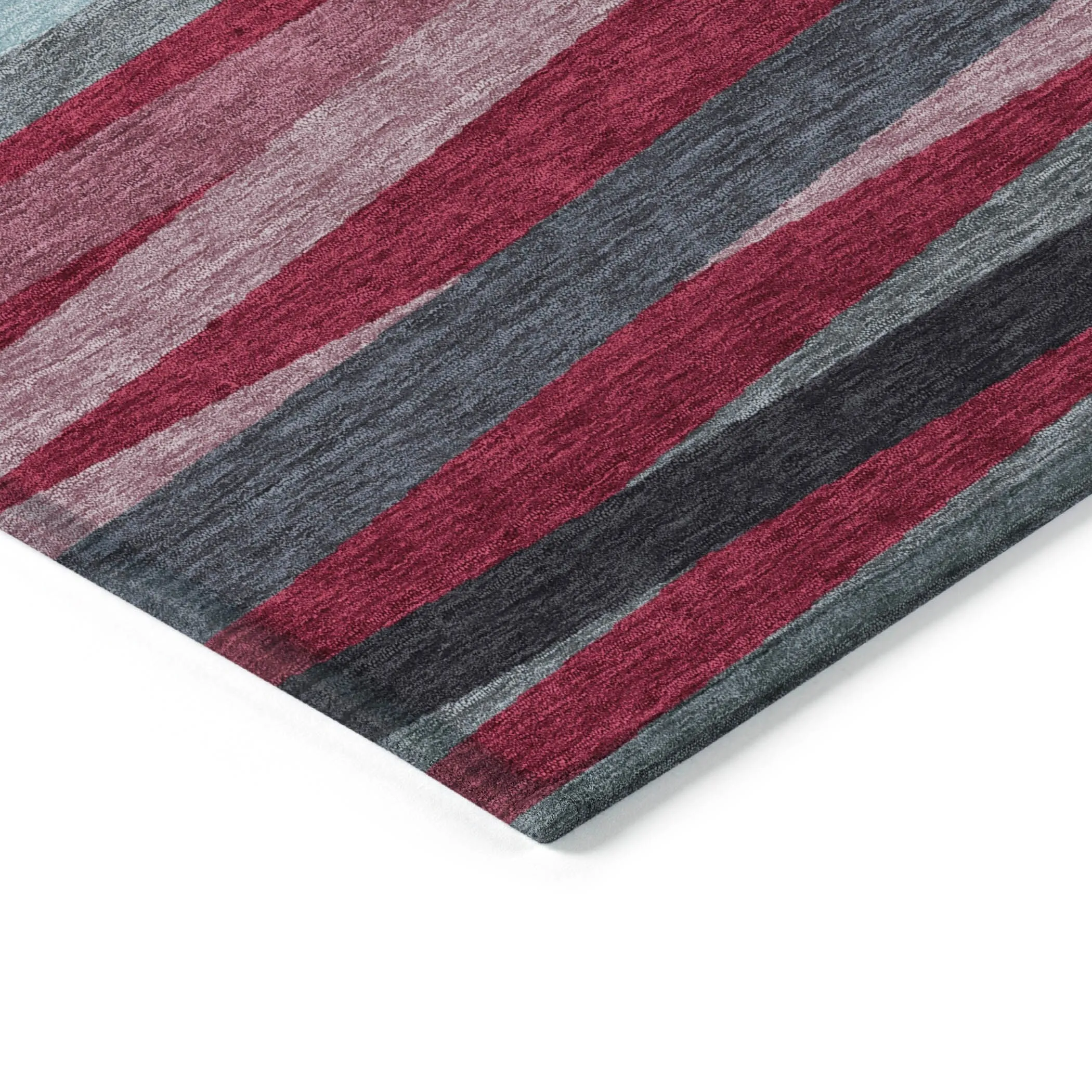 Machine Washable Indoor/ Outdoor Modern Stripes Chantille Rug