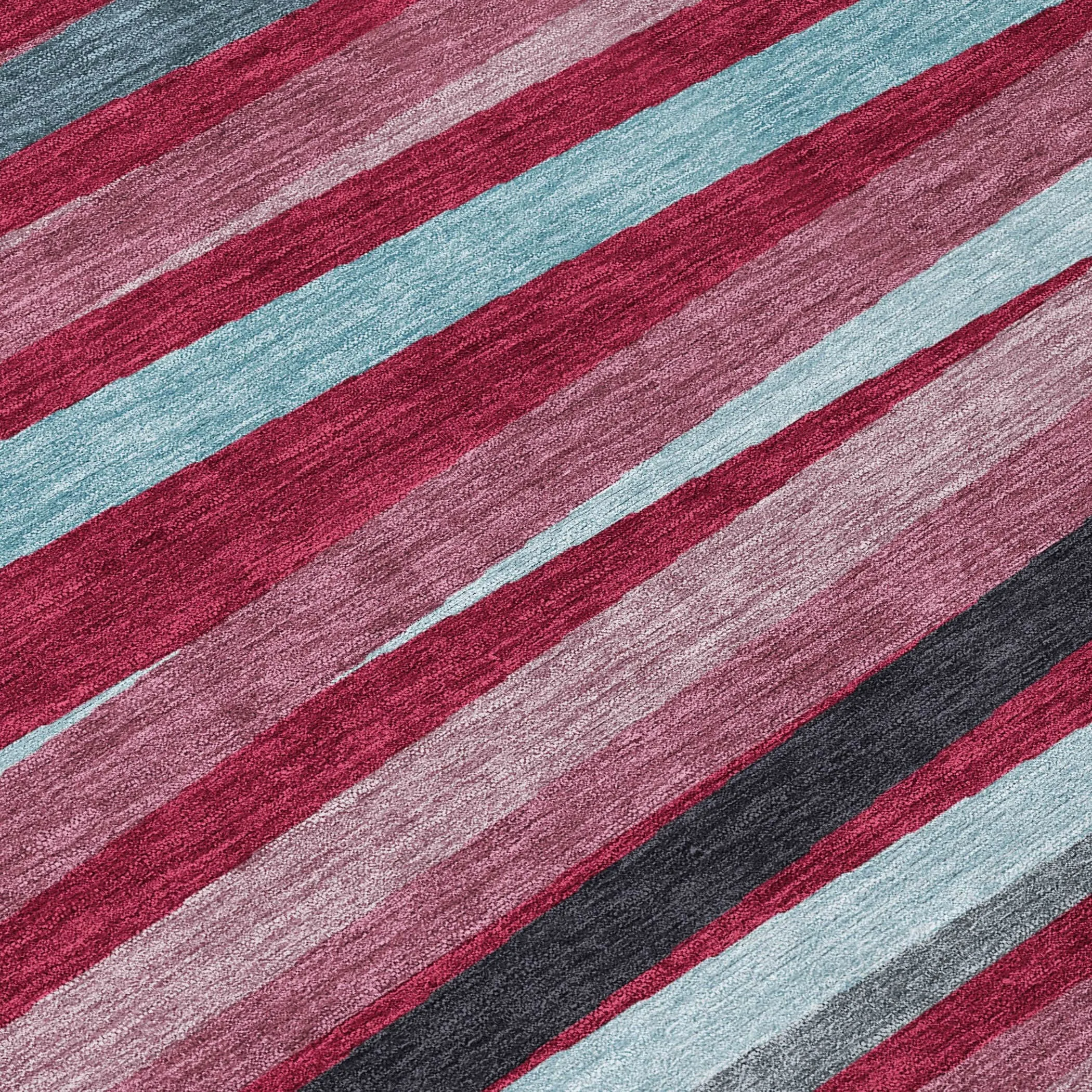 Machine Washable Indoor/ Outdoor Modern Stripes Chantille Rug