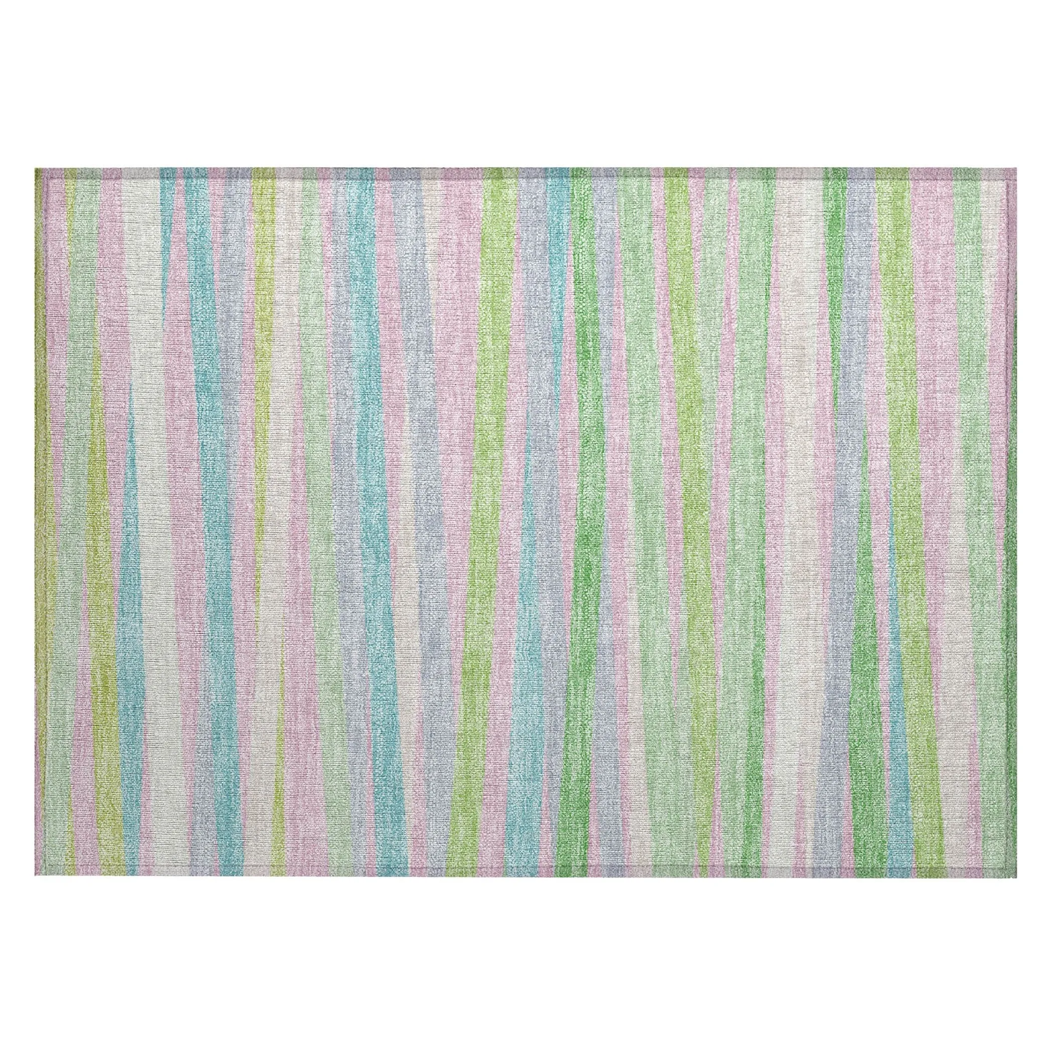 Machine Washable Indoor/ Outdoor Modern Stripes Chantille Rug