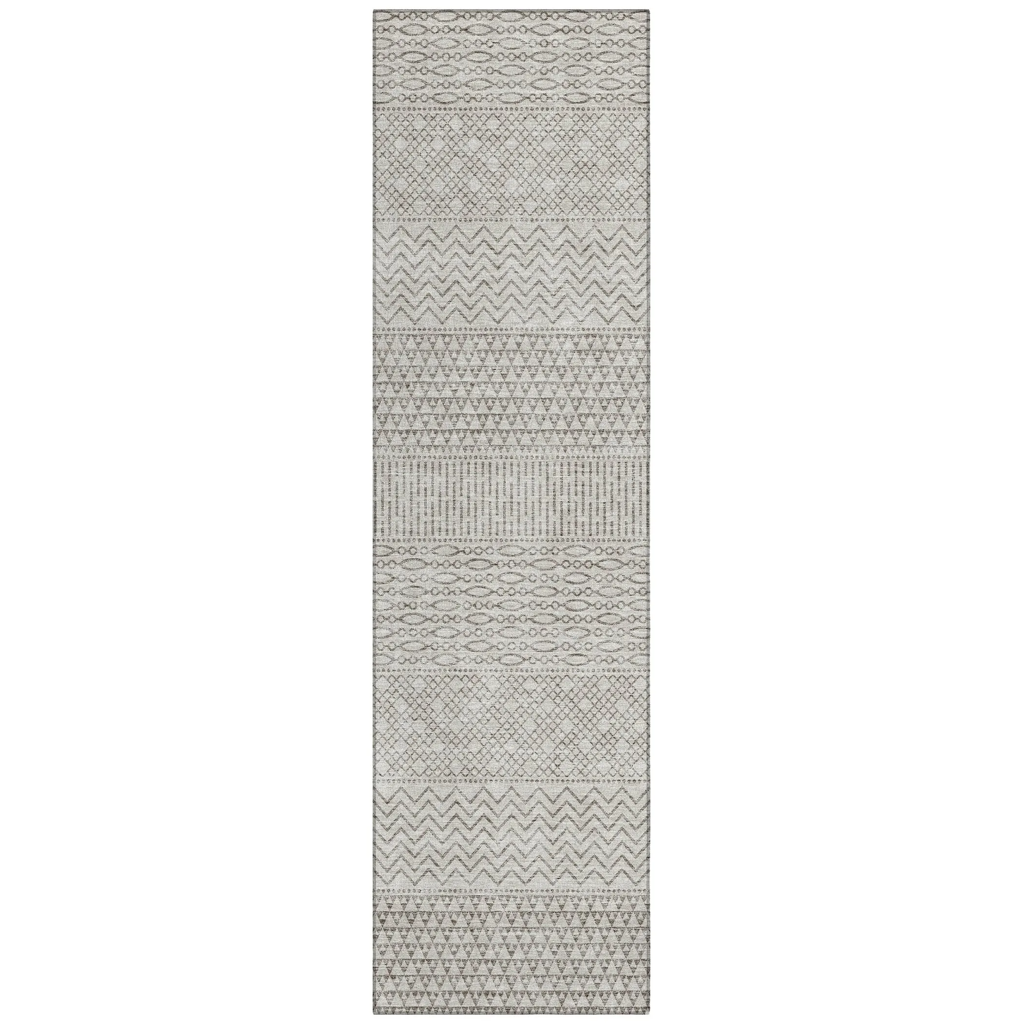 Machine Washable Indoor/ Outdoor Modern Stripes Chantille Rug