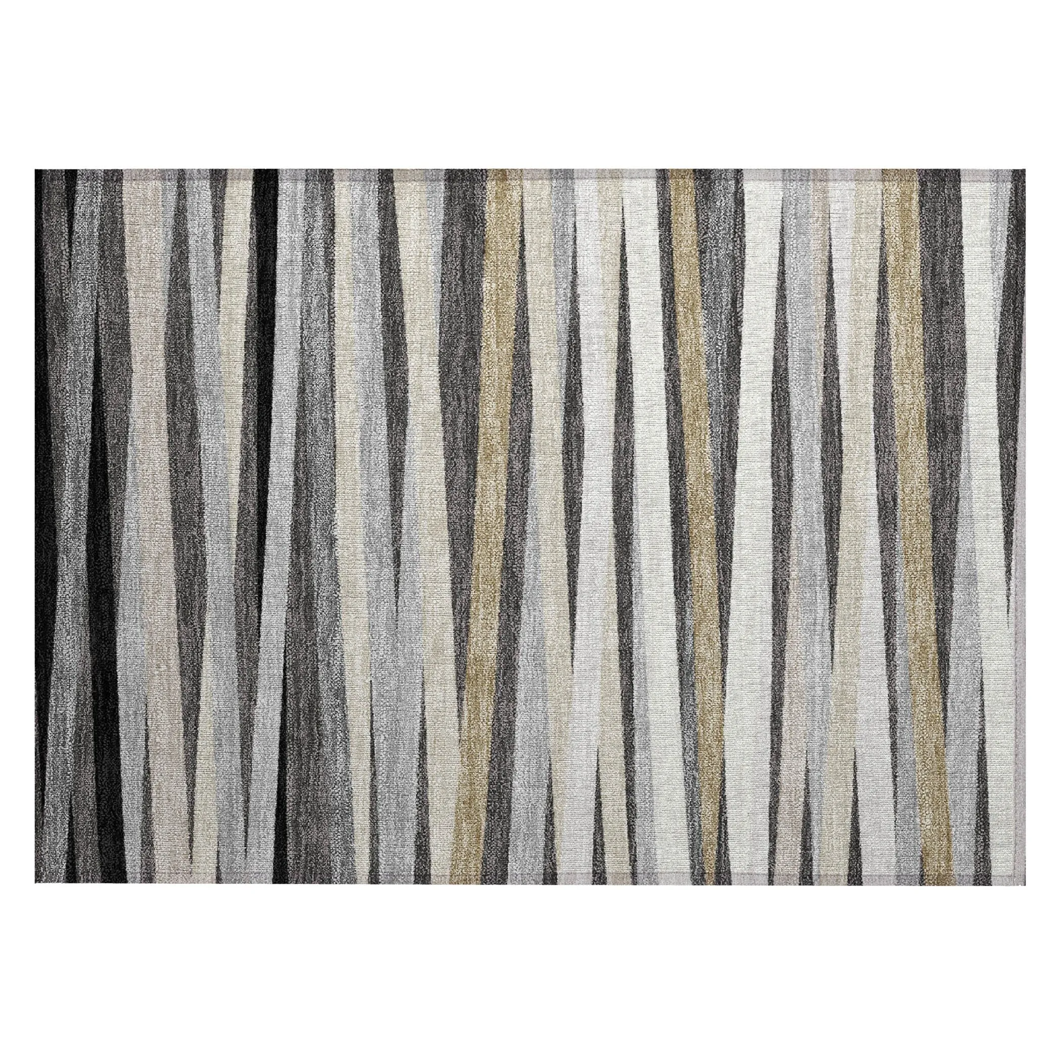 Machine Washable Indoor/ Outdoor Modern Stripes Chantille Rug