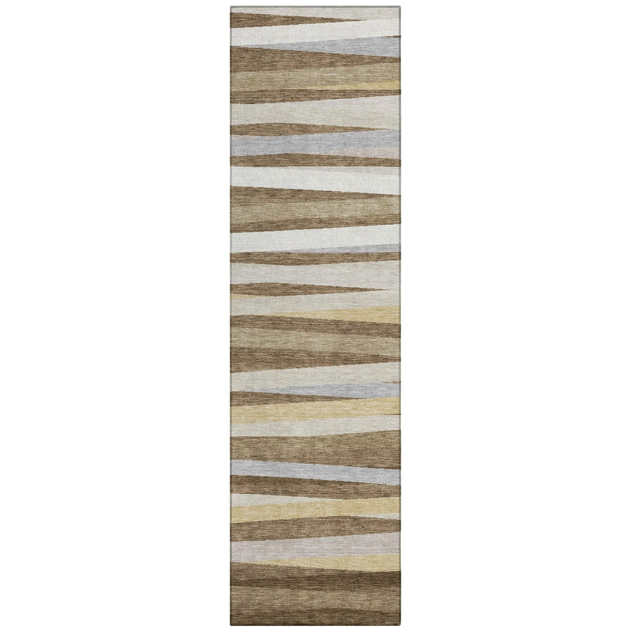 Machine Washable Indoor/ Outdoor Modern Stripes Chantille Rug