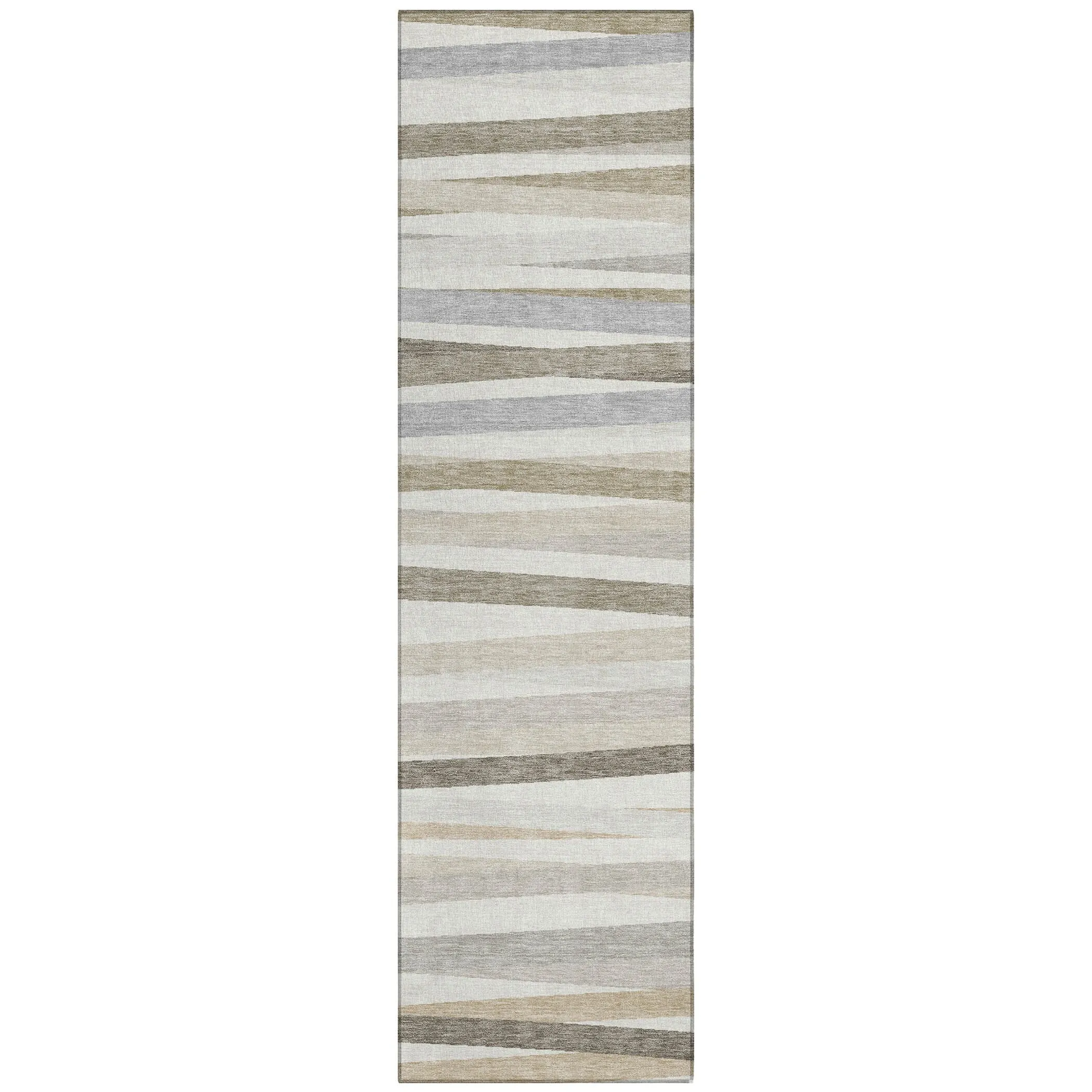 Machine Washable Indoor/ Outdoor Modern Stripes Chantille Rug