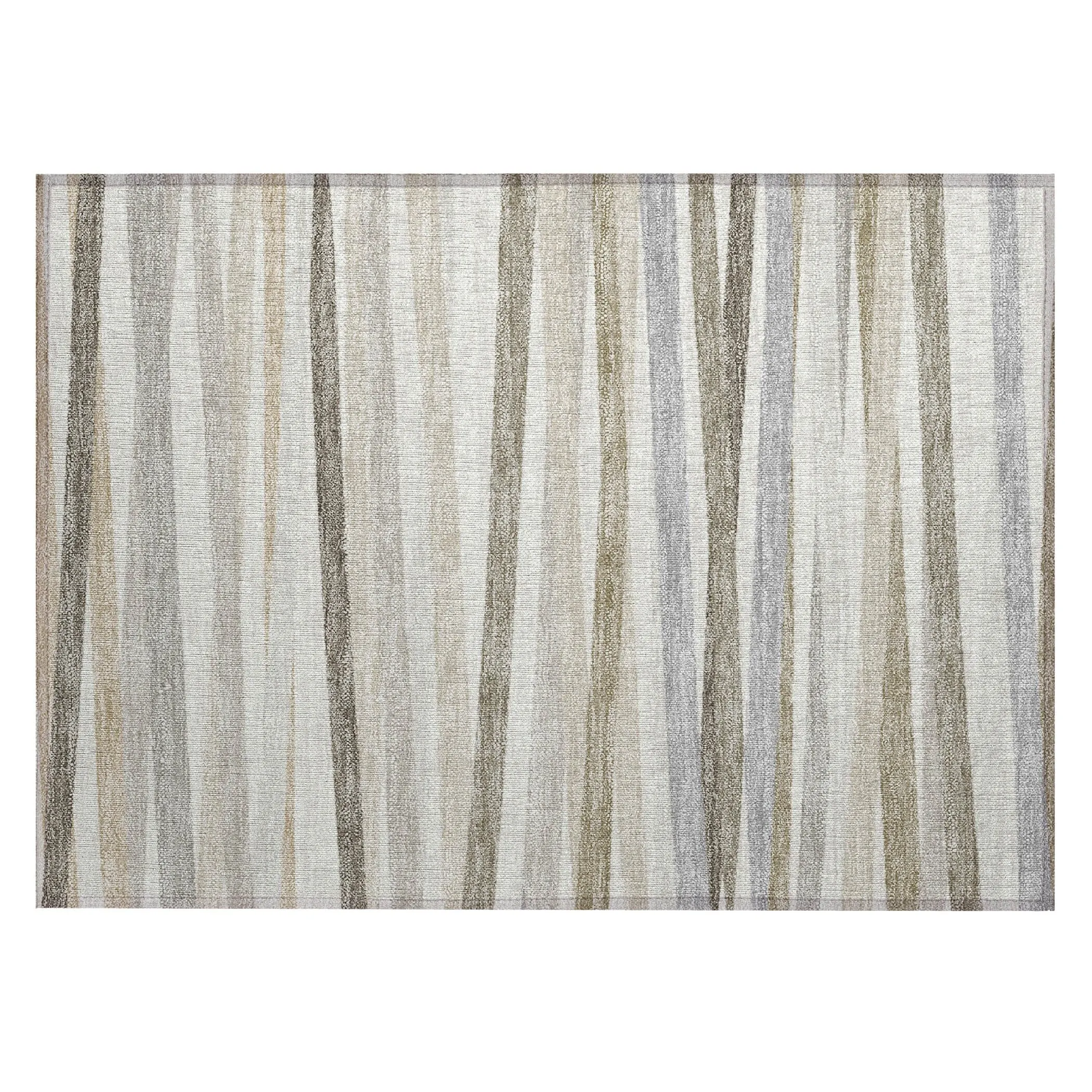Machine Washable Indoor/ Outdoor Modern Stripes Chantille Rug