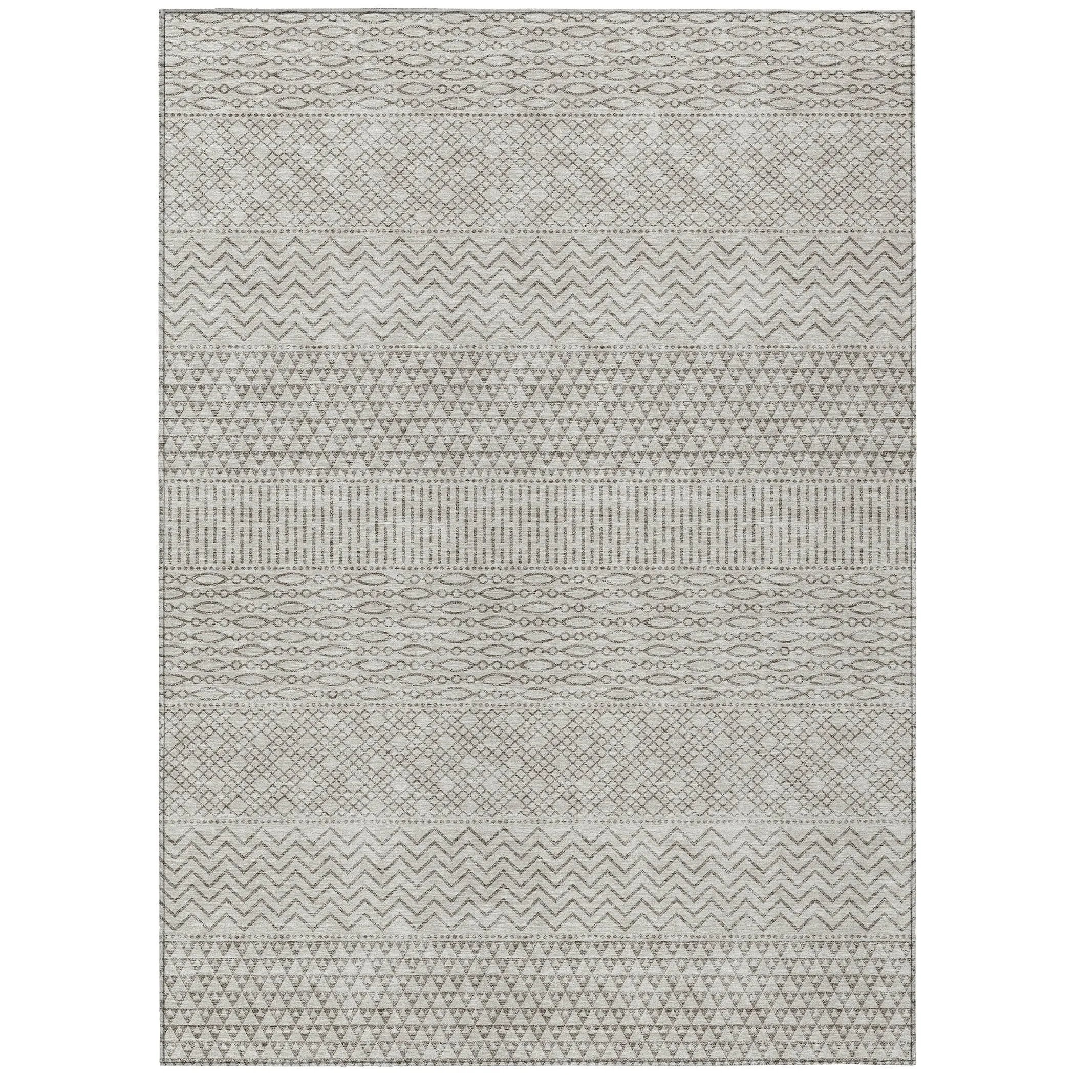 Machine Washable Indoor/ Outdoor Modern Stripes Chantille Rug